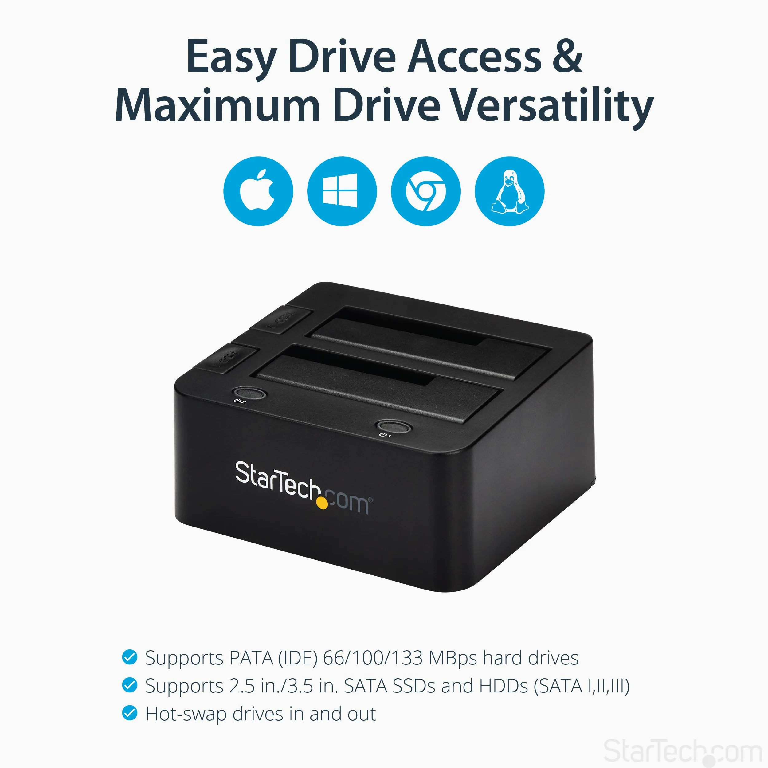 StarTech.com USB 3.0 Universal Festplatten Dockingstation - SATA III und IDE 2,5 & 3,5" HDD und SSD Docking Station mit UASP