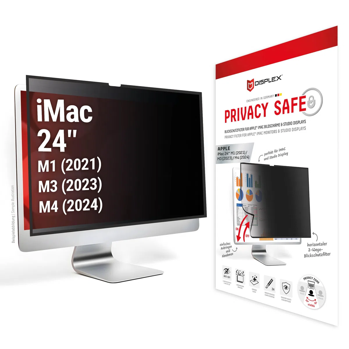 Displex PRIVACY SAFE Magnetischer 2-Wege Blickschutzfilter für Apple iMac 24" M1 (2021)/ M3 (2023)/ M4 (2024)