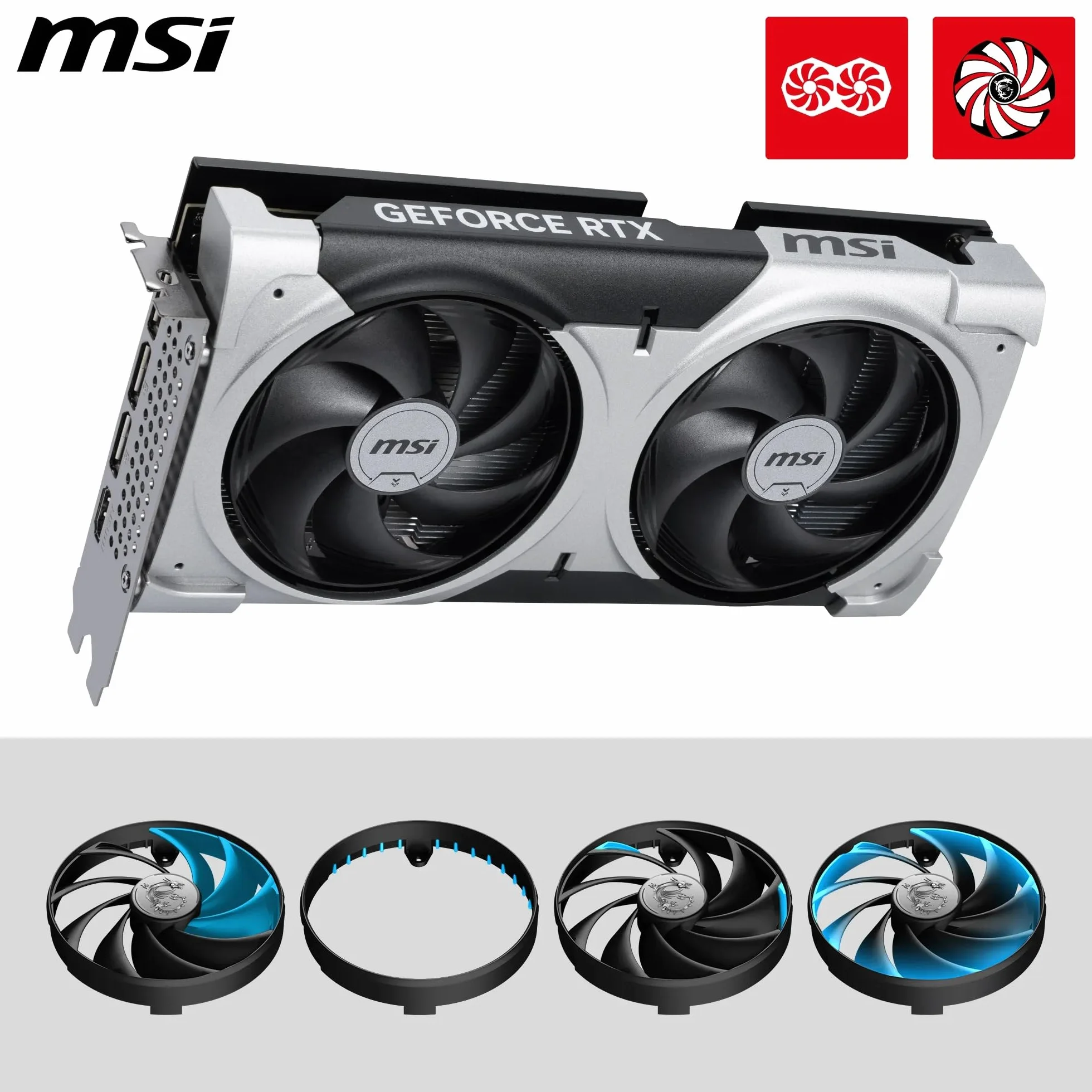 MSI GeForce RTX 5060 Ti 8G Ventus 2X OC Plus - 8GB GDDR7 (28Gbps/128-bit), PCIe 5, Boost: 2602 MHz, HDMI 2.1b, DisplayPort 2.1b, Extra Core-Pipes