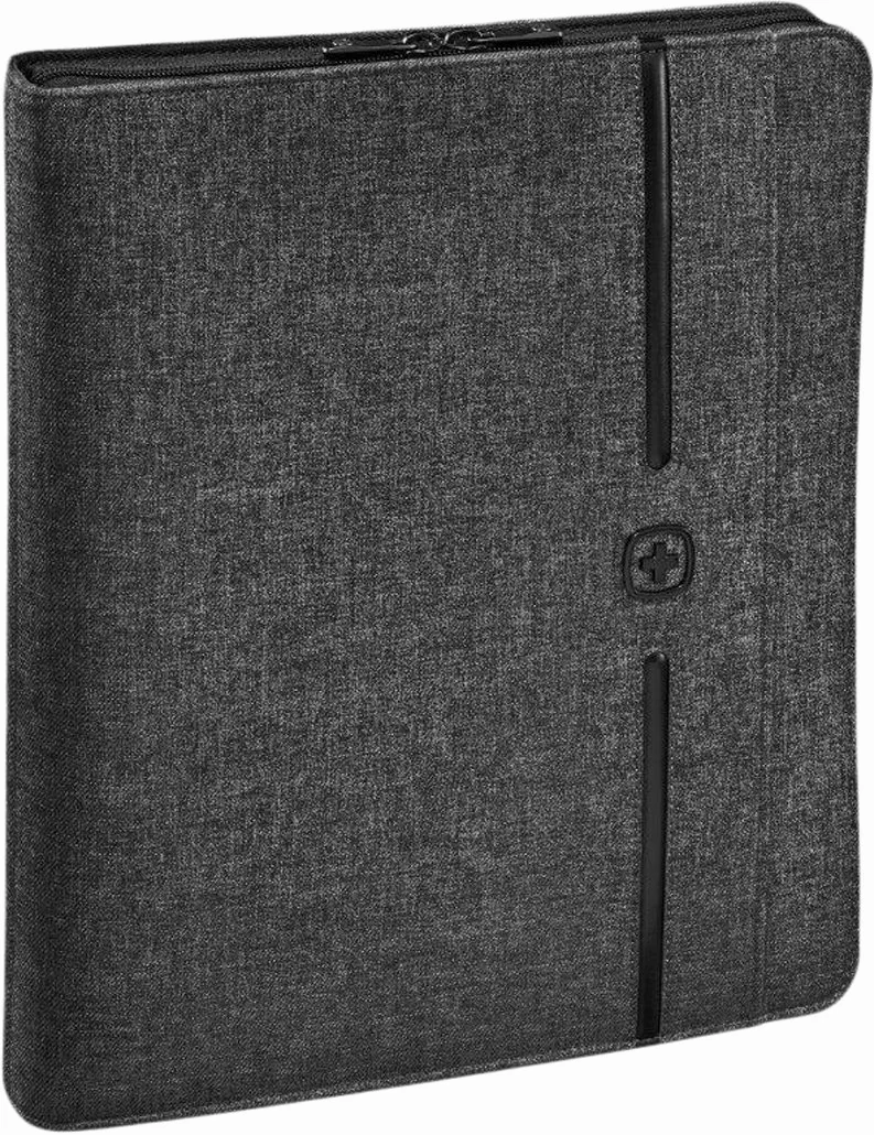 WENGER Affiliate Schreibmappe mit Ringhefter und 10 Zoll Tabletfach, Padfolio mit Business-Organizer, Polyester, A4-Notizbuch, Damen Herren, Grau, 601360