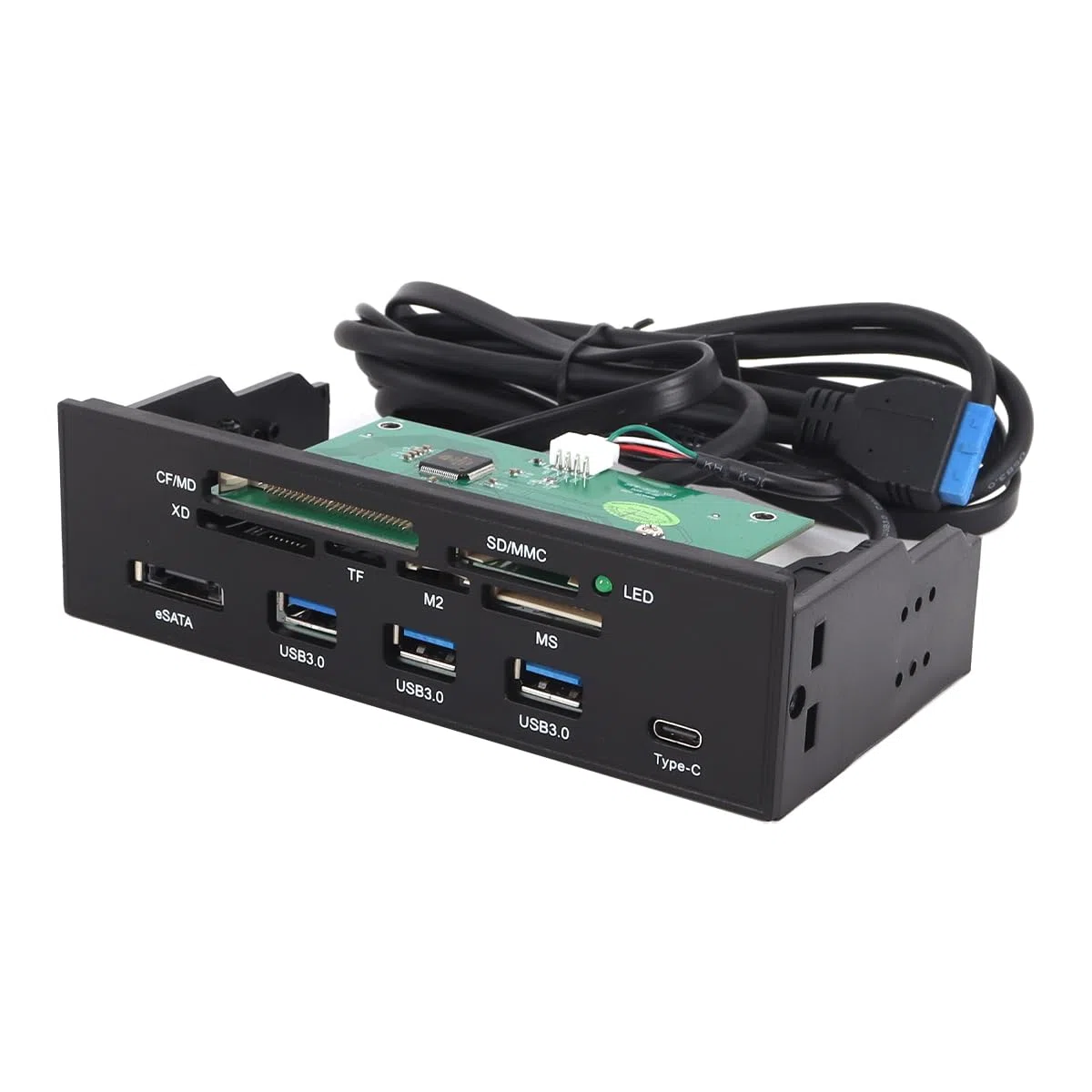 Interner Kartenleser an der Vorderseite, 5,25-Zoll-Multifunktions-Kartenleser-Dashboard, unterstützt USB 3.0, USB 3.1, eSATA M.2 + SD, MS, XD, CF, TF