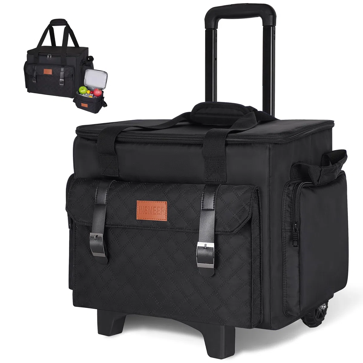 INSMEER Rolltasche für Lehrer mit Fach für 15,6-Zoll-Laptop, Rolltaschen für Lehrer mit Rollen für den Unterricht mit zusätzlicher Lunch-Tasche, tragbare 3-in-1-Rolltasche für Bastelbedarf
