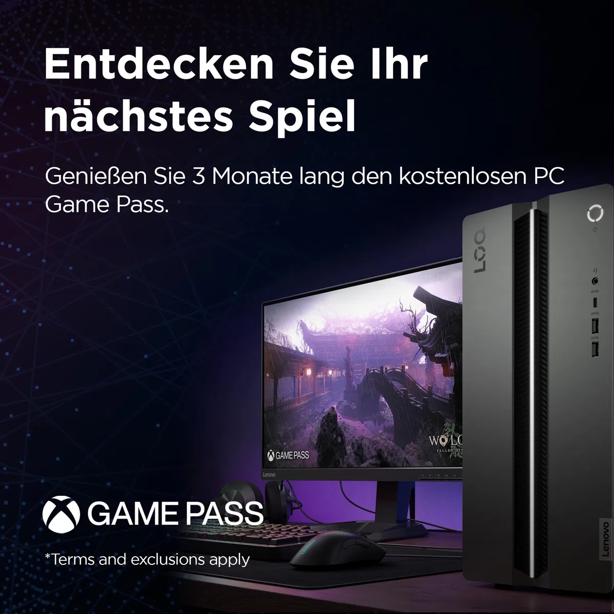 Lenovo LOQ Tower Gaming Desktop-PC | NVIDIA GeForce RTX 5060 | Intel Core i5-14400F |16GB RAM | 1TB SSD | Win11 | Luna Grau - Raven Schwarz | 17L | 3 Monate GamePass | 3 Monate Premium Care