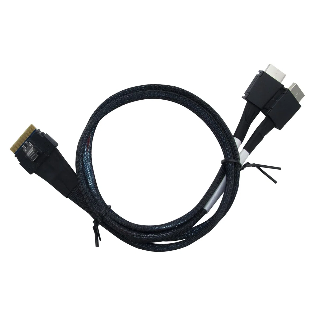 SlimSAS(SFF-8654 8i,74pin) to 2x Oculink(SFF-8611,38pin), PCIe4.0 Gen4 cable assembly, 85-Ohm, 1m (3.28ft)