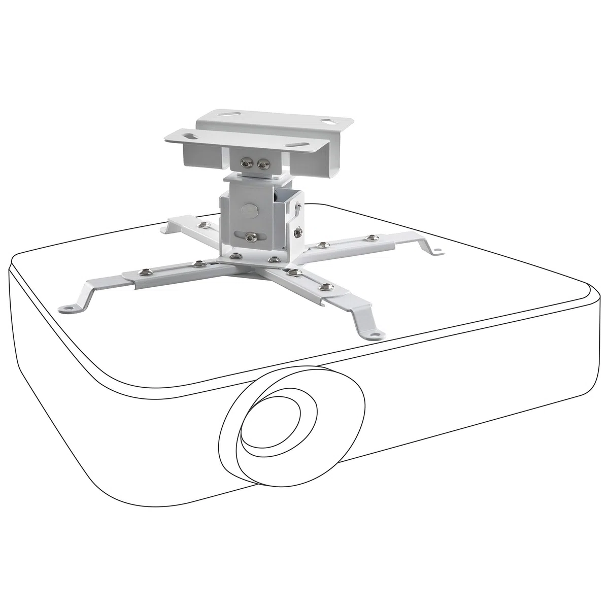 celexon universal Beamer-Decken-Halterung MultiCel1200W weiß | neigbarer & schwenkbarer Projektor-Halter mit 12 cm Deckenabstand | Tragkraft max. 25Kg