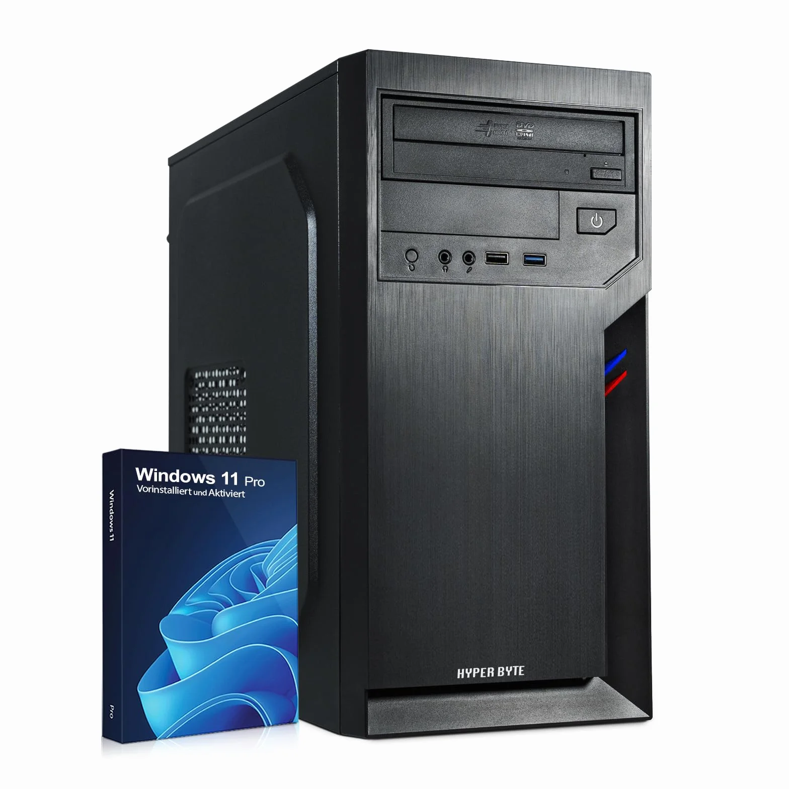 HYPER BYTE® Office PC – Computer mit AMD Athlon Pro mit 3,4 GHz | 16 GB RAM DDR4 | 512 GB SSD Festplatte | Win 11 Pro | WLAN | DVD+RW | USB 3.0 | High End Office Tower-Pc