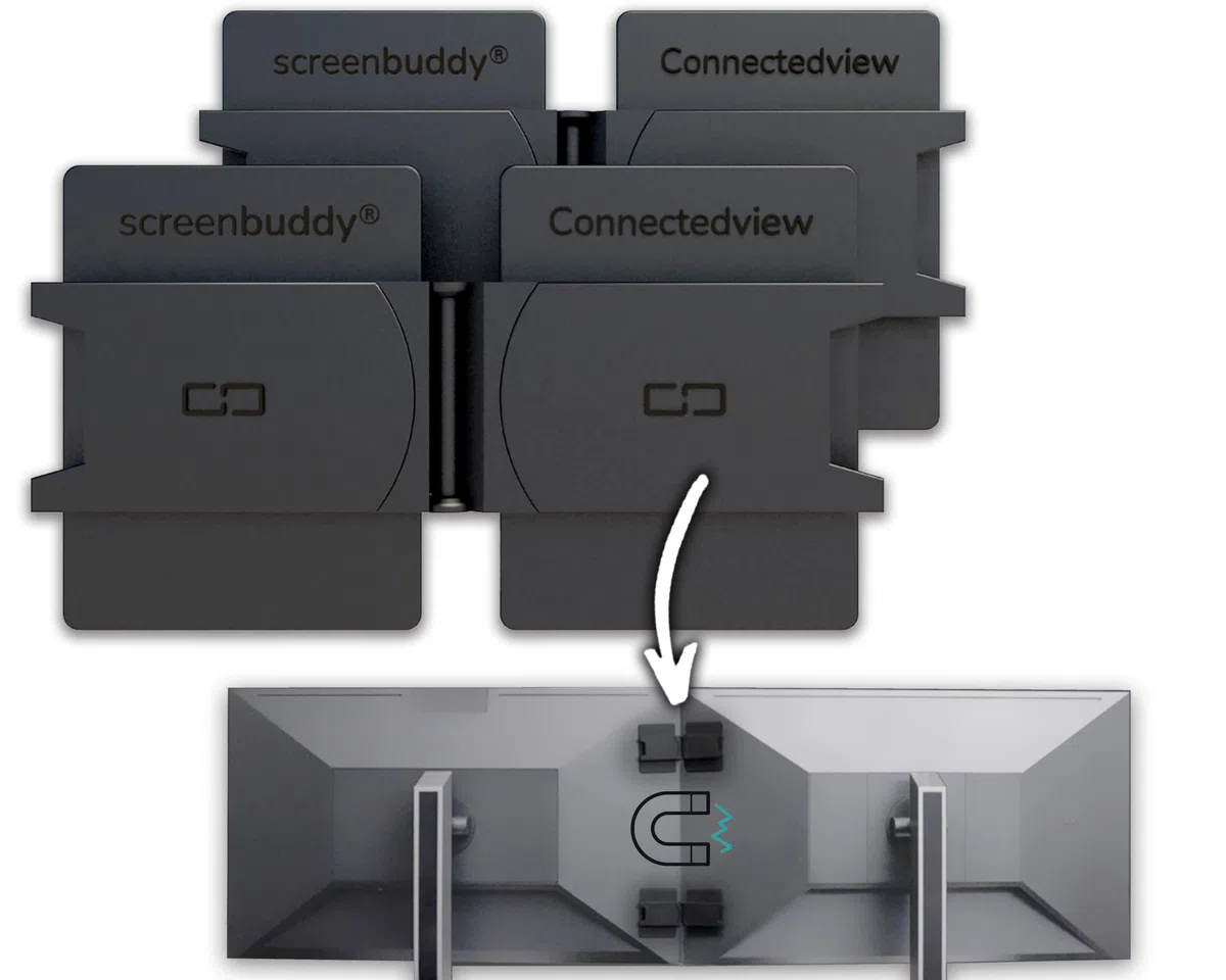 2er Set magnetischer Verbinder für PC Bildschirme & Monitore - Computer Zubehör für Home-Office, Büro, Gaming & Streaming - Magnet Verbindung zum Monitor Zusammenhalten - Made in Germany