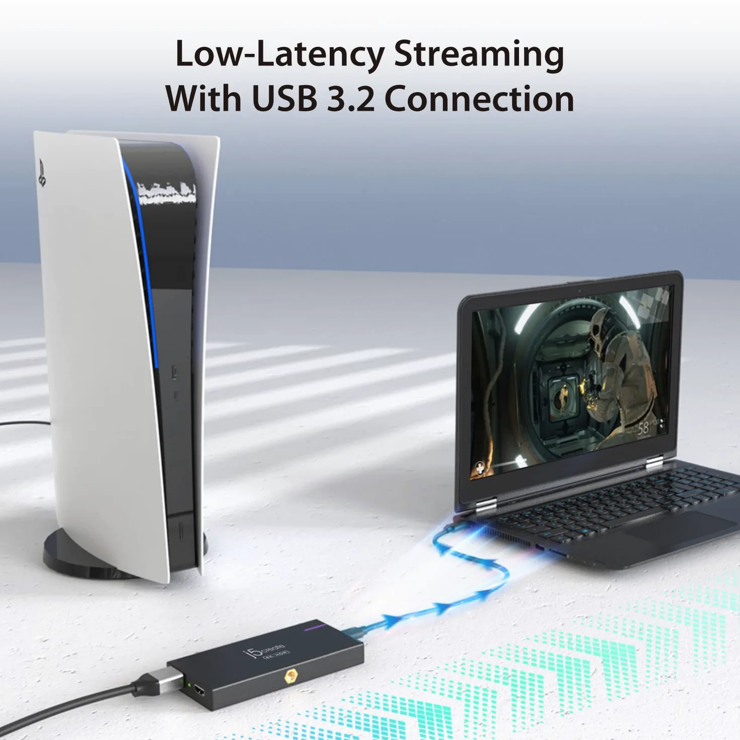j5create 4K Game Video Capture Card mit PD 60W Pass-Through Charging, Streaming und Aufnahme von 4K Video auf PS5, PS4, Xbox, Switch, Arbeit mit OBS, Twitch, YouTube (JVA14)