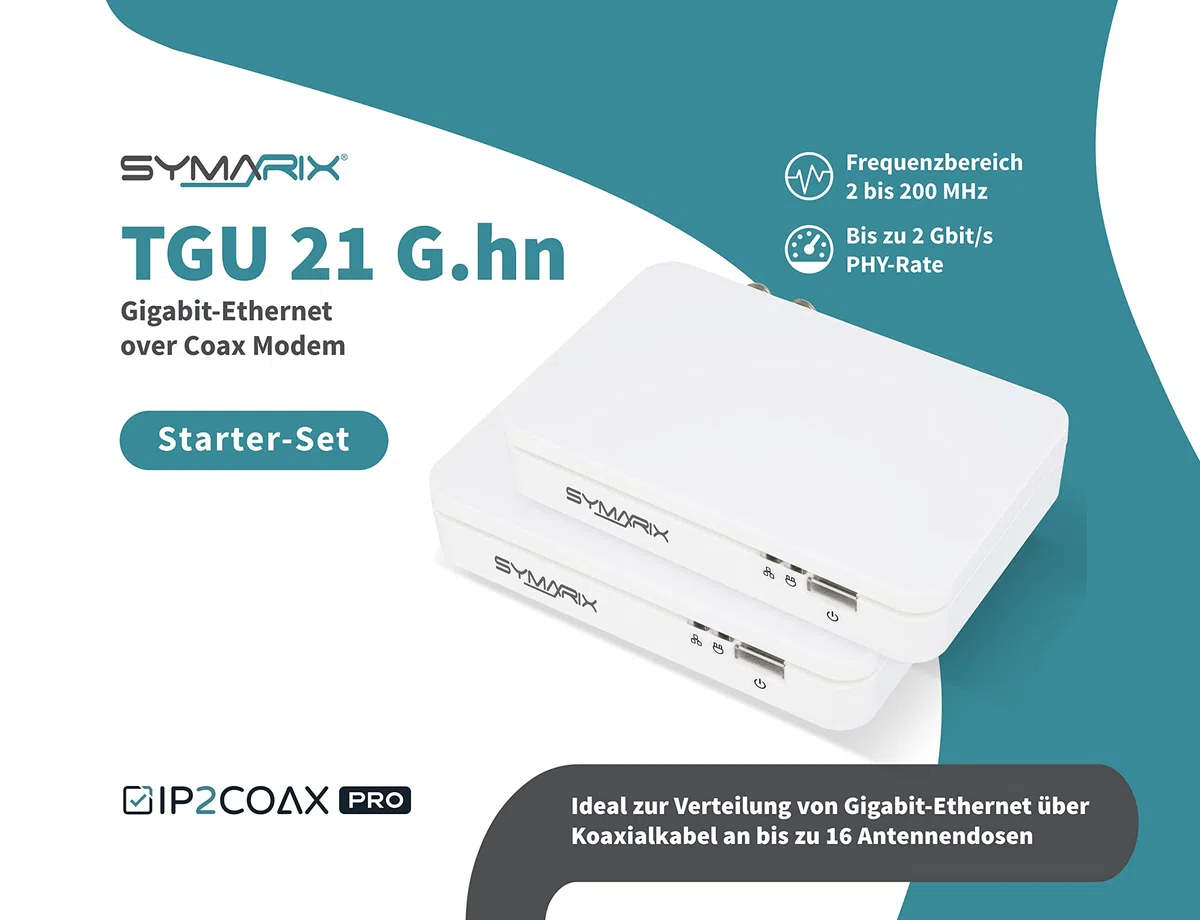TGU 21 G.hn Wave-2-Technologie Ethernet Over Coax Modem (EoC) Gigabit-Ethernet über Koaxialkabel Latenz <1ms (Starter-Set)