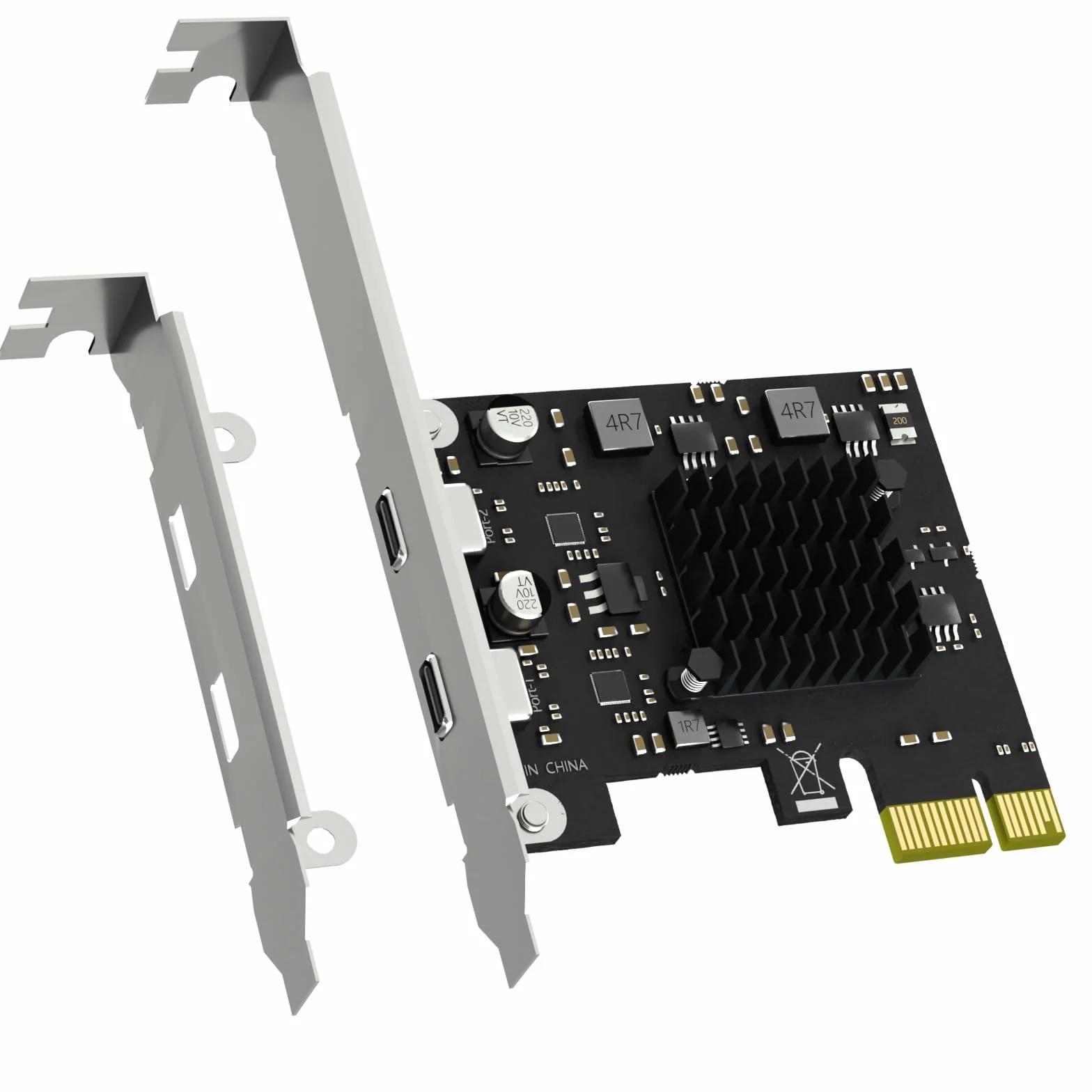 GLOTRENDS U3142CX1 2-Port 10Gb PCIe USB C Erweiterungskarte (USB 3.2 Gen2), PCIe X1 Schnittstelle