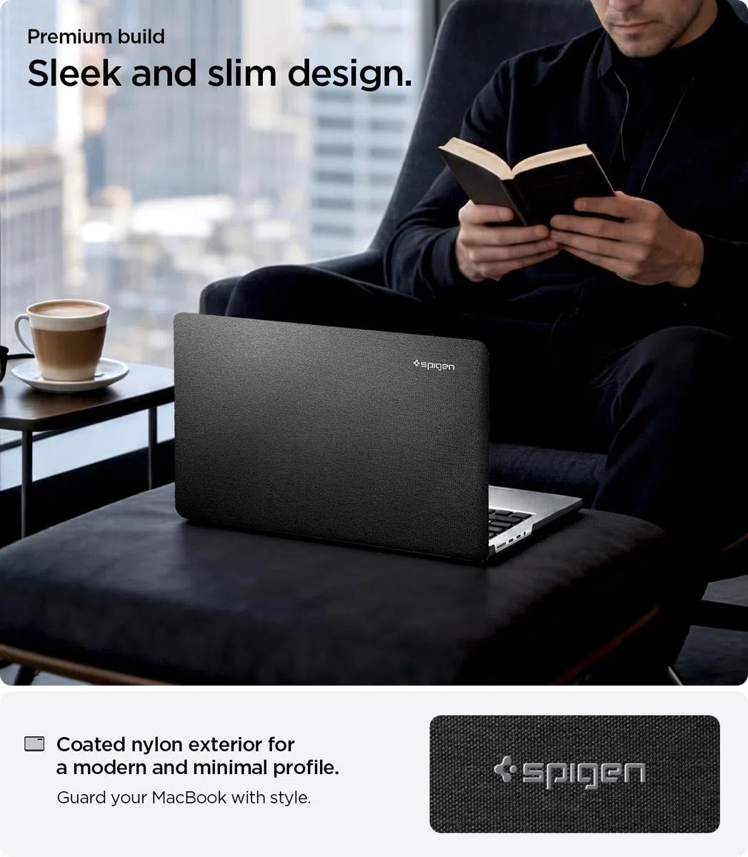 Spigen Urban Fit Hülle Kompatibel mit MacBook Pro 14 Zoll M5 Pro / M5 Max (2026), M5 (2025),M4 / M3 / M2 / M1 Pro/Max Serie (2024/23/21) - Schwarz