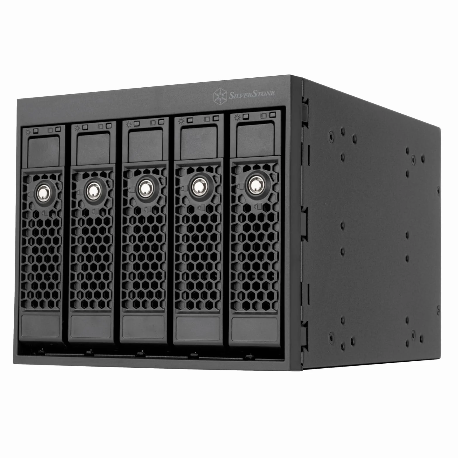 Silverstone SST-FS305B-E - DREI-5,25-Zoll-Geräte-Einschub-auf-fünf-3,5-Zoll-SAS-12G/SATA-6-Gbit/s-Hot-Swapping-Adapterkäfig, SST-FS305B-E (Schwarz+Schwarz)