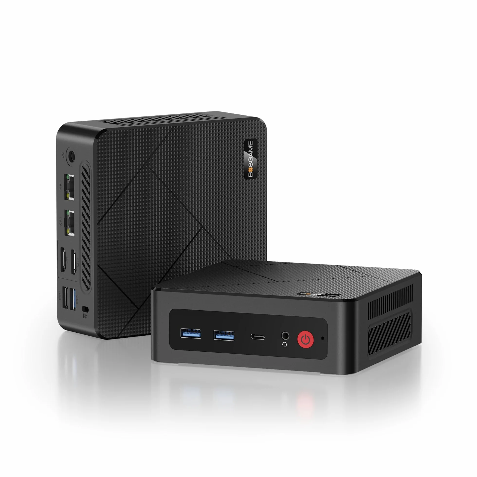 BOSGAME E4 Windows 11 Pro Business Mini-PC AMD Ryzen 5 3550H, 4 Kerne, 8 Threads, bis zu 3,7 GHz, 16 GB DDR4 RAM, 1 TB SSD, 4K@60Hz Triple Display, HDMI, DP, Type-C, USB3.2, Dual LAN