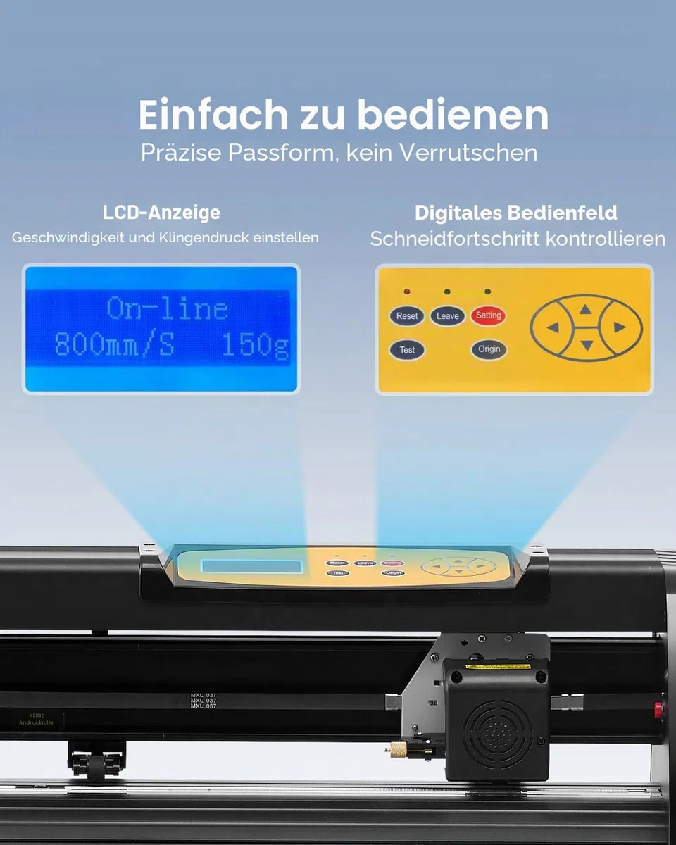VEVOR Vinyl Schneidemaschine Schneideplotter 720 mm SignMaster Bodenständer, Schnittkraft 10-500 g, Schrittmotor, fünf Vinylrollen, 16 MB, 13,5 kg, Schwarz, 95 x 52 106 cm