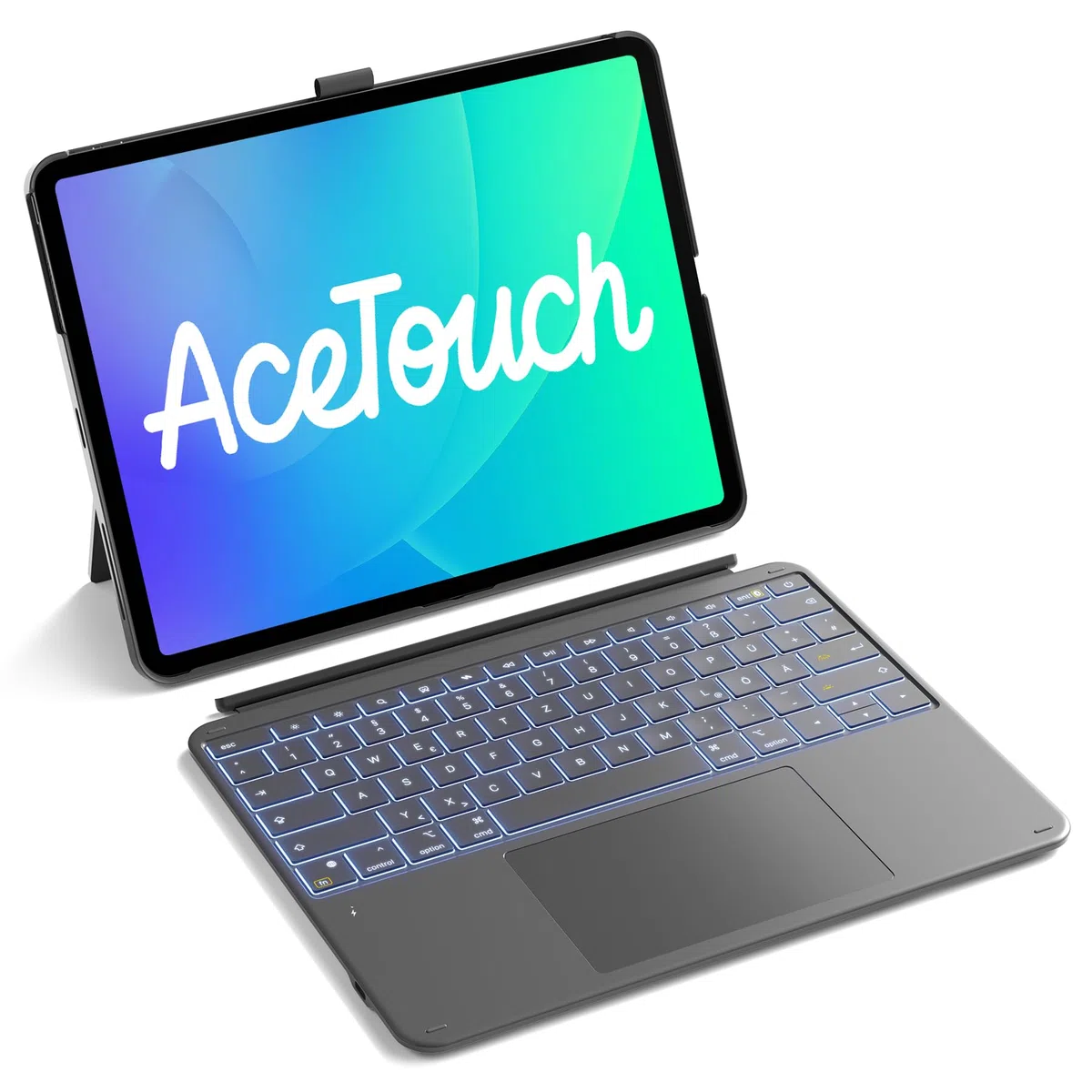 Inateck Tastatur Hülle für iPad Air 13 Zoll (2026/2025/2024,M4/M3/M2),Tastatur für ipad Pro 12.9 Zoll,6" Großes Trackpad,Abnehmbar,QWERTZ,7 Farben Hinterleuchtet,mit Stifthalter,AceTouch