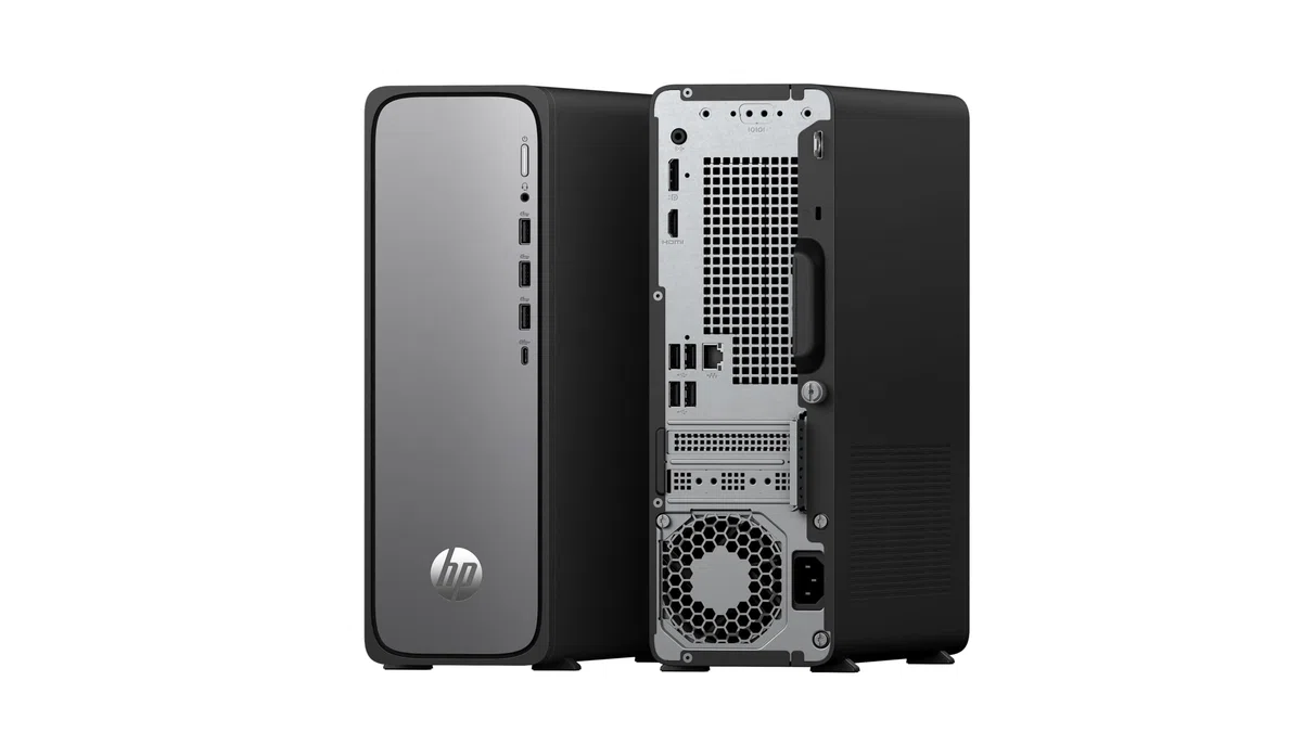 HP OmniDesk Slim Desktop S03-0230ng, Intel 300 Prozessor, 8 GB DDR5 RAM, 512 GB PCIe Gen4 SSD, Intel UHD Graphics 710, Windows 11 Home, Wi-Fi 6, USB Type-C, Meteor Silver/Jack Black