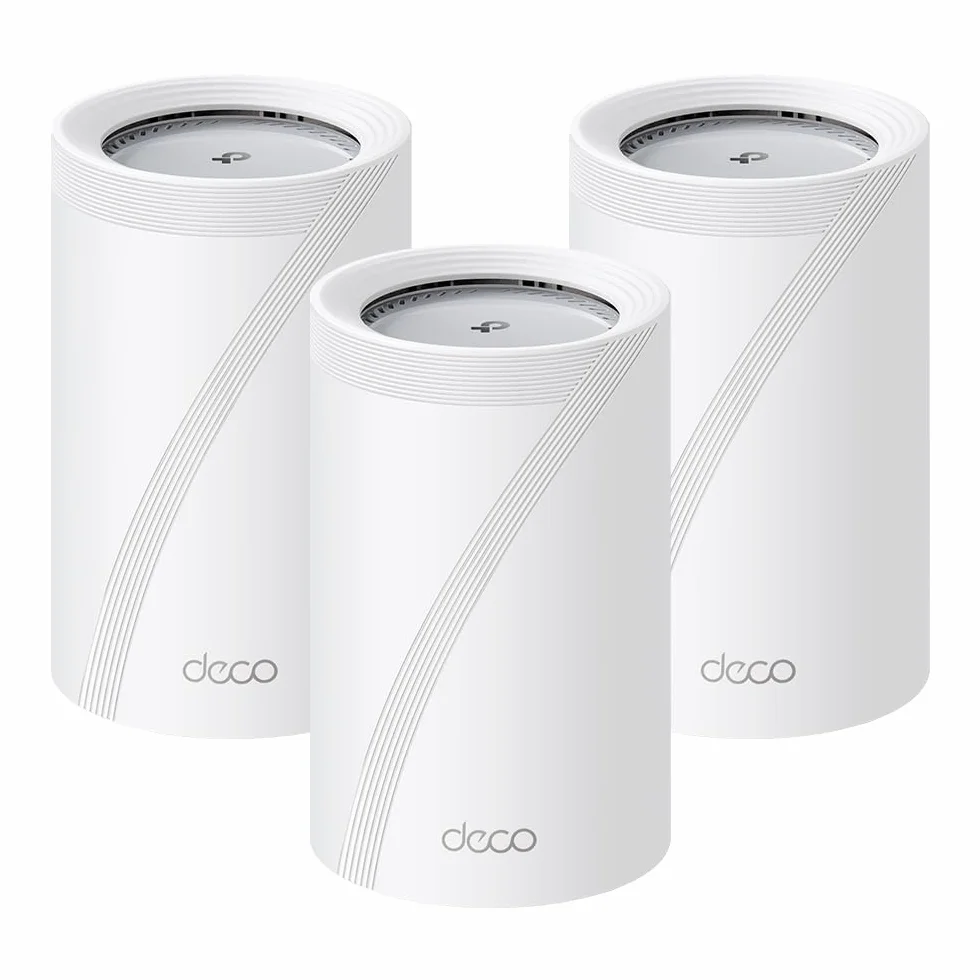 TP-Link Deco BE65 Pro Wi-Fi 7 Mesh WLAN Set(3er-Pack), Tri-Band BE9300 Router & Repeater, 2 × 5G-Port + 1 × 2,5G-Port pro Einheit, USB 3.0, MLO, WPA3, empfohlen für Haushalte mit 5–6 Schlafzimmern