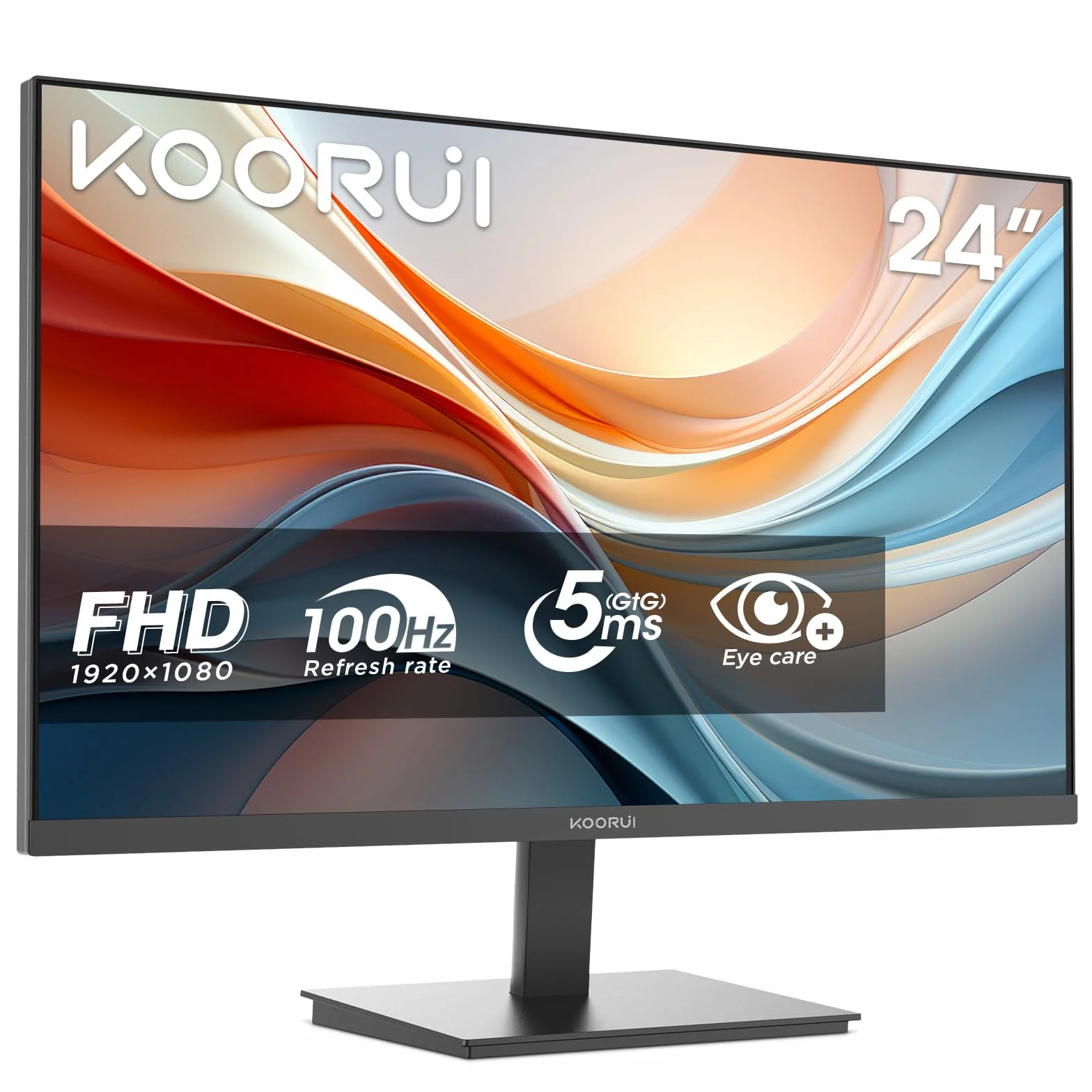 KOORUI E2412F 24 Zoll Monitor, FHD 1920x1080 100Hz, HDMI 1.4, Eye Care, 5ms GtG, VESA 100x100mm