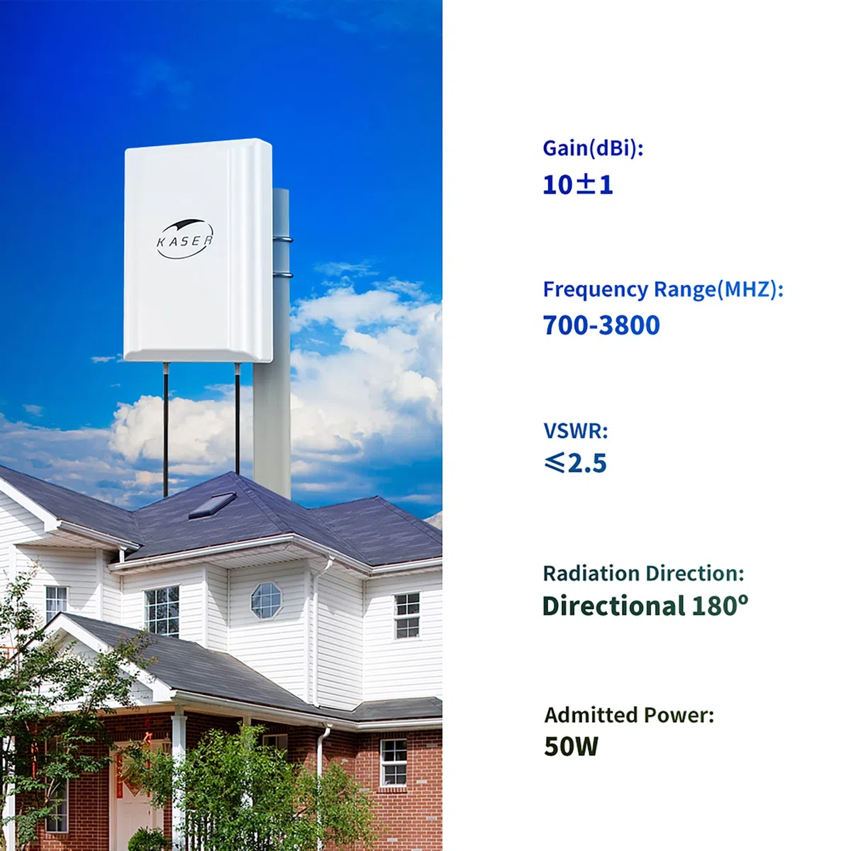 KASER 4G LTE 5G Antenne Outdoor Mimo Richtantenne 698-2700 | 3300-3800 MHz Bis zu 12dBi Verstärkung kompatibel 5g 4g Router N-SMA Ausgang mit TS9 adapter Inklusive Verlustarme Kabel 10 Meter -Model V3