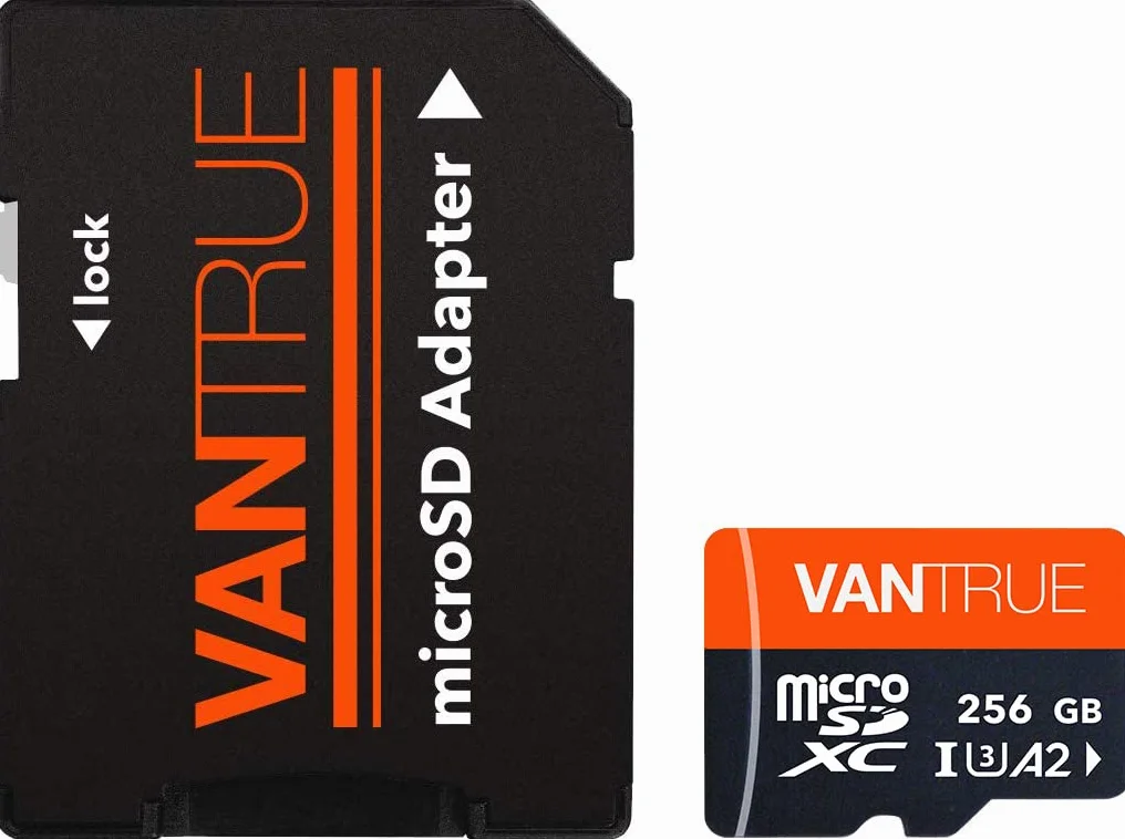 VANTRUE 256GB microSD Speicherkarte, UHS-I U3 4K, inkl. Adapter, Kompatibel mit Dashcam, Smartphone, Tablet, Action Camera und Überwachung Kamera (256G)