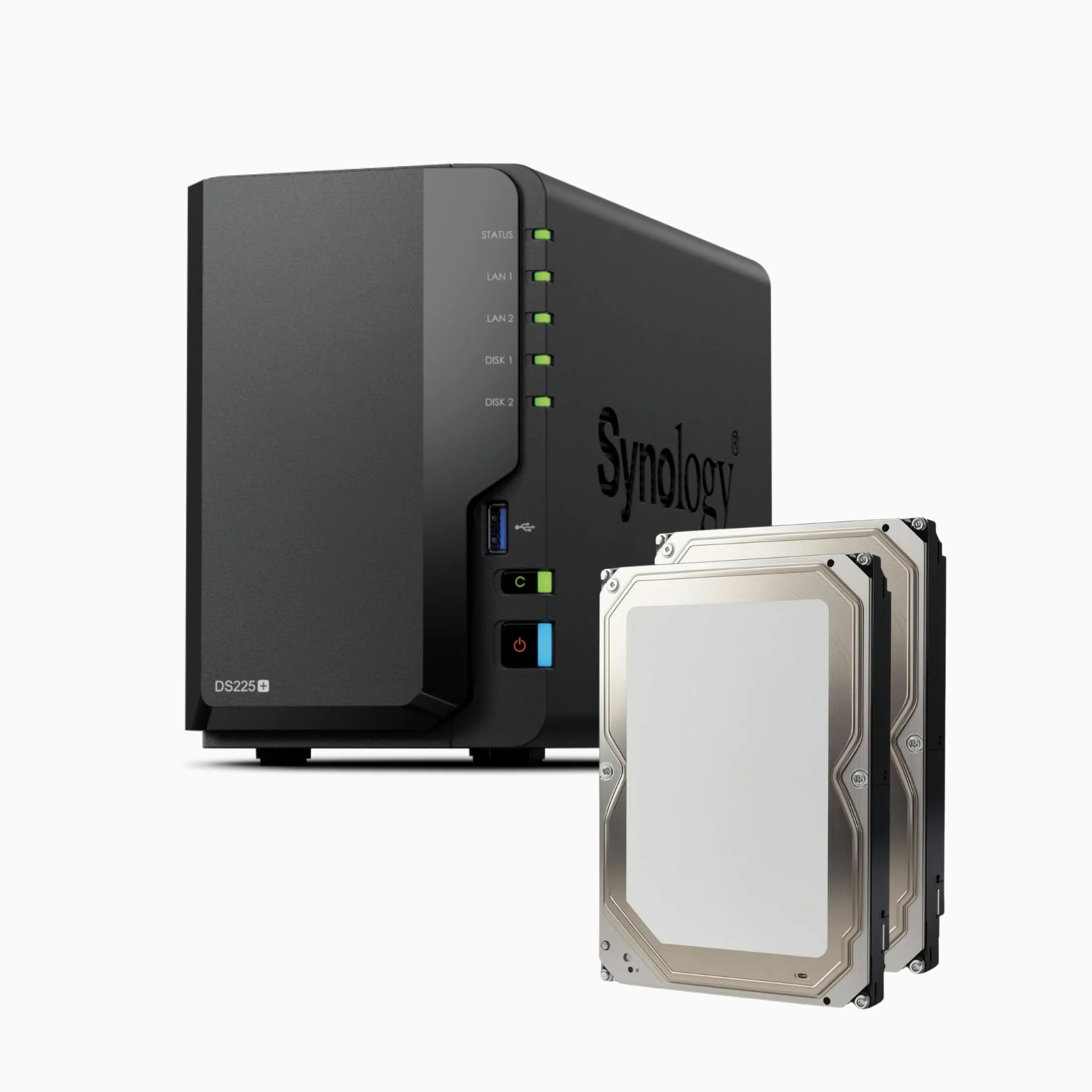 Synology DS225+ 8TB Bundle Bestpreis HDDs 2X 4TB 2-Bay NAS Plus Serie - Intel Celeron J4125 Quad-Core, 2 GB Non-ECC DDR4 SODIMM 1 x 2,5 GbE und 1 x 1 GbE RJ-45 LAN-Port