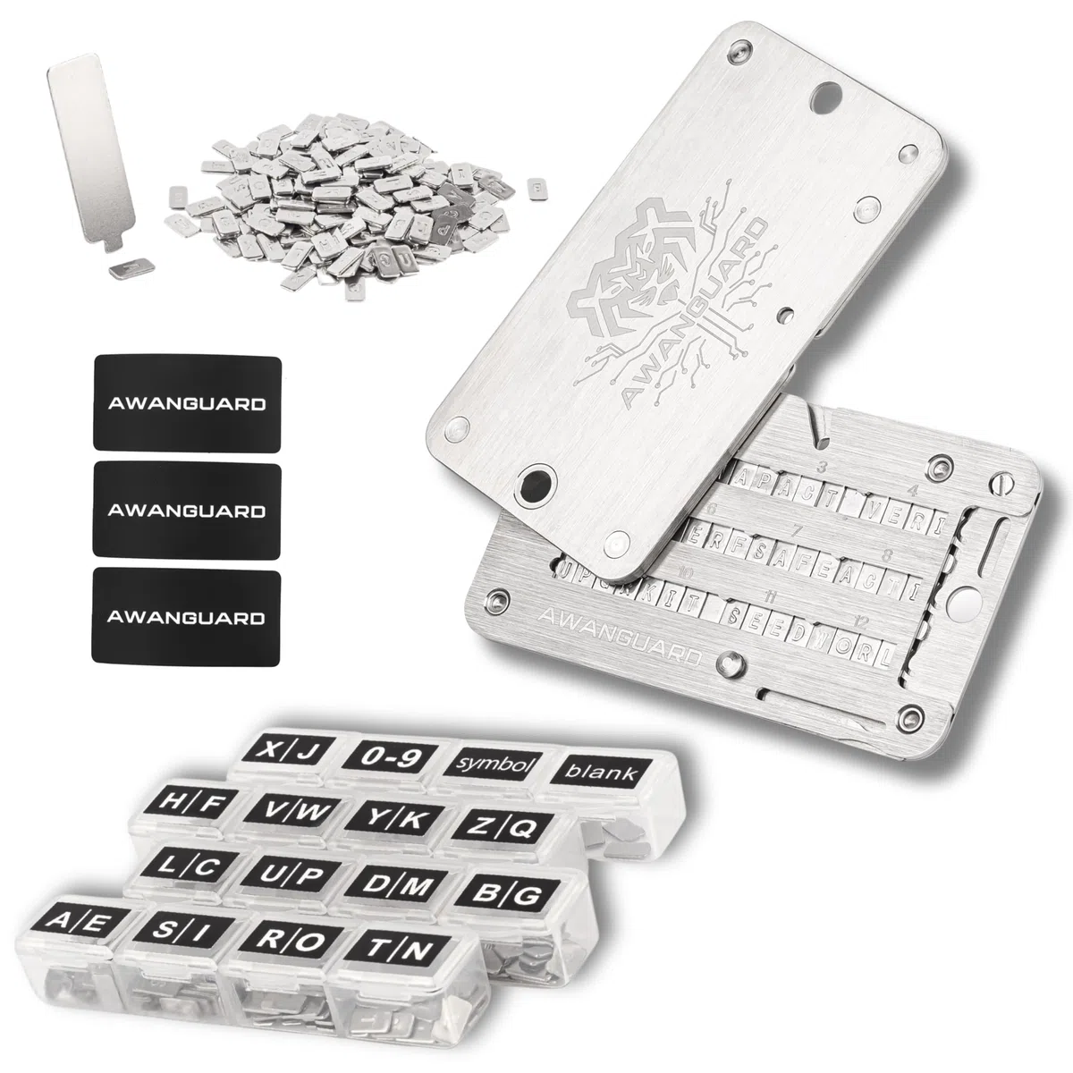 Premiere Basic Bitcoin Steel Wallet 24 Seed Phrase Recovery Key Backup Metallplatte Offline Crypto Cold Storage BIP 39