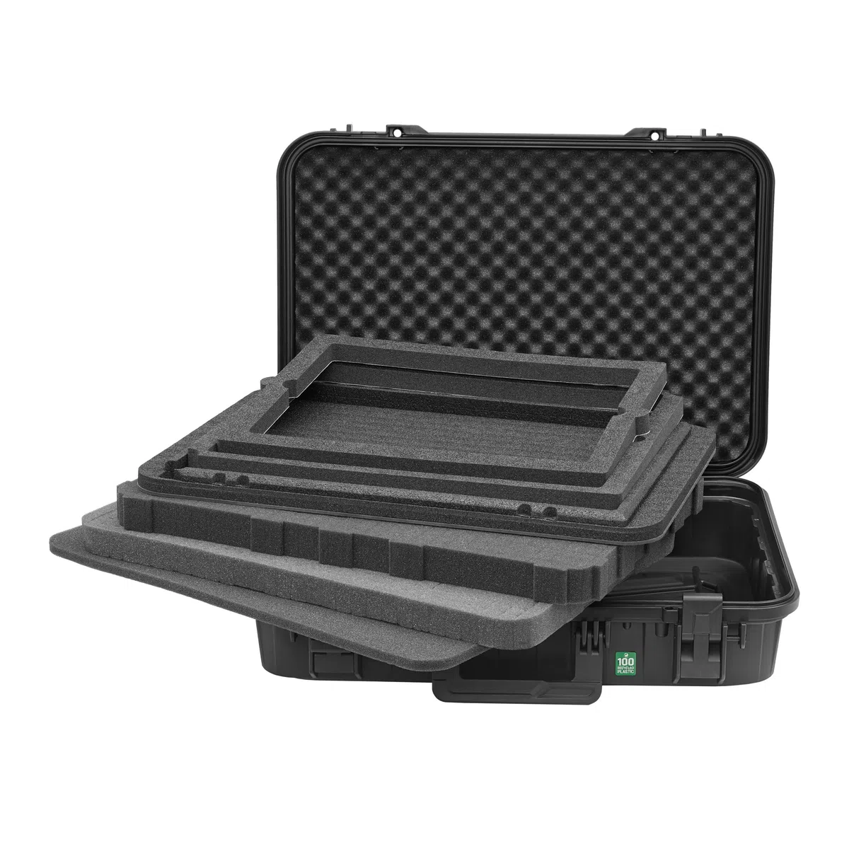 TOMcase Wasserdichter Gaming Laptop Koffer 16–18 Zoll - Stoßfester ECO Hartschalenkoffer mit Würfelschaumstoff & 3in1 Laptop-Auflage für Notebook und Zubehör