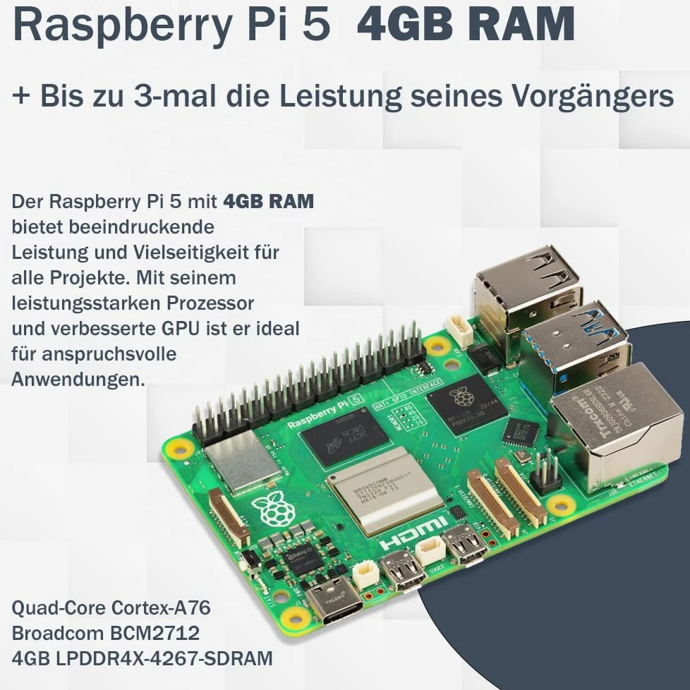 Home Assistant Smarthomezentrale Raspberry Pi 5 4GB Metallgehäuse SD-Karte
