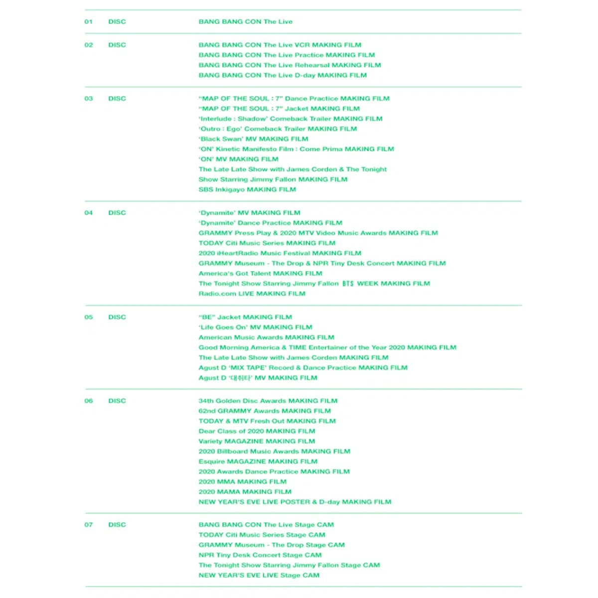 BTS Memories of 2020 DVD