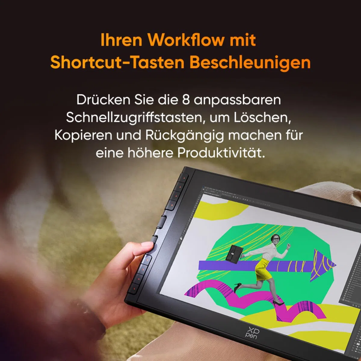 XPPen Artist 12 3rd Grafikdisplay, für PC, mit 8 Schnelltasten 99% sRGB, 8 bit Farbtiefe, X4 Stift 16384 Druckstufen, grafiktablett kompatibal mit Win, Mac, Linux, Android
