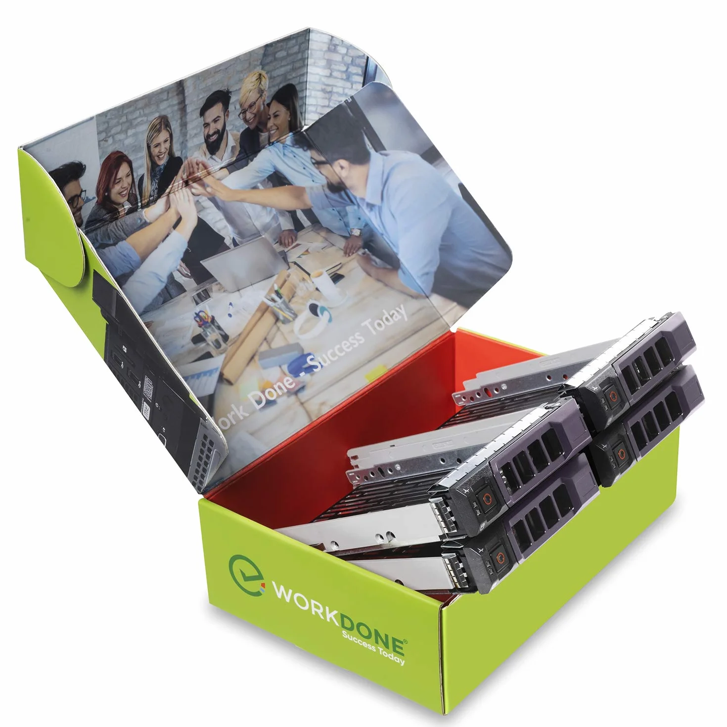 WORKDONE 4er-Pack - 3,5-Zoll Festplatten-Caddy - kompatibel für Dell PowerEdge Server - Handbuch - Aufkleber für Vorderseite - Schraubendreher - Schrauben für Festplattenfach