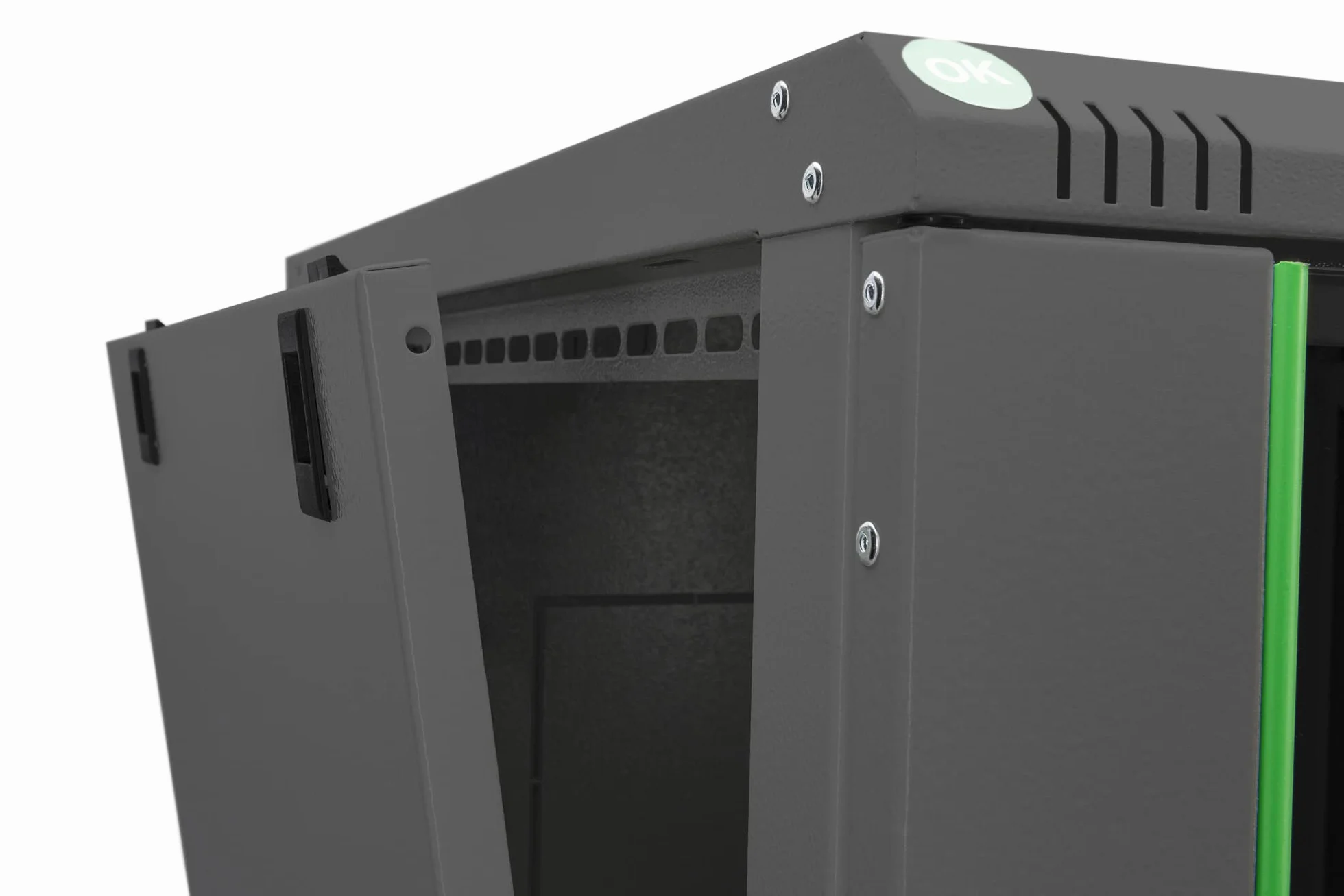 DIGITUS Netzwerkschrank – 19 Zoll 9HE – 450mm Tiefe – Dynamic Basic | Nutztiefe 320 mm – Wandmontage – Traglast 60kg – Sicherheitsglastür – Schwarz