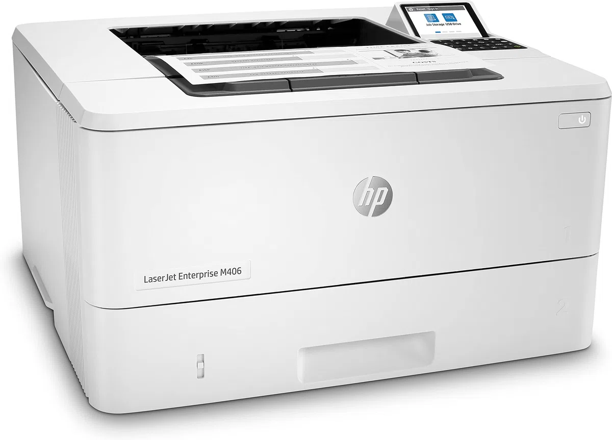 HP LaserJet Enterprise M406dn Laserdrucker (Drucker, LAN, Duplex, 350-Blatt Papierfach) weiß