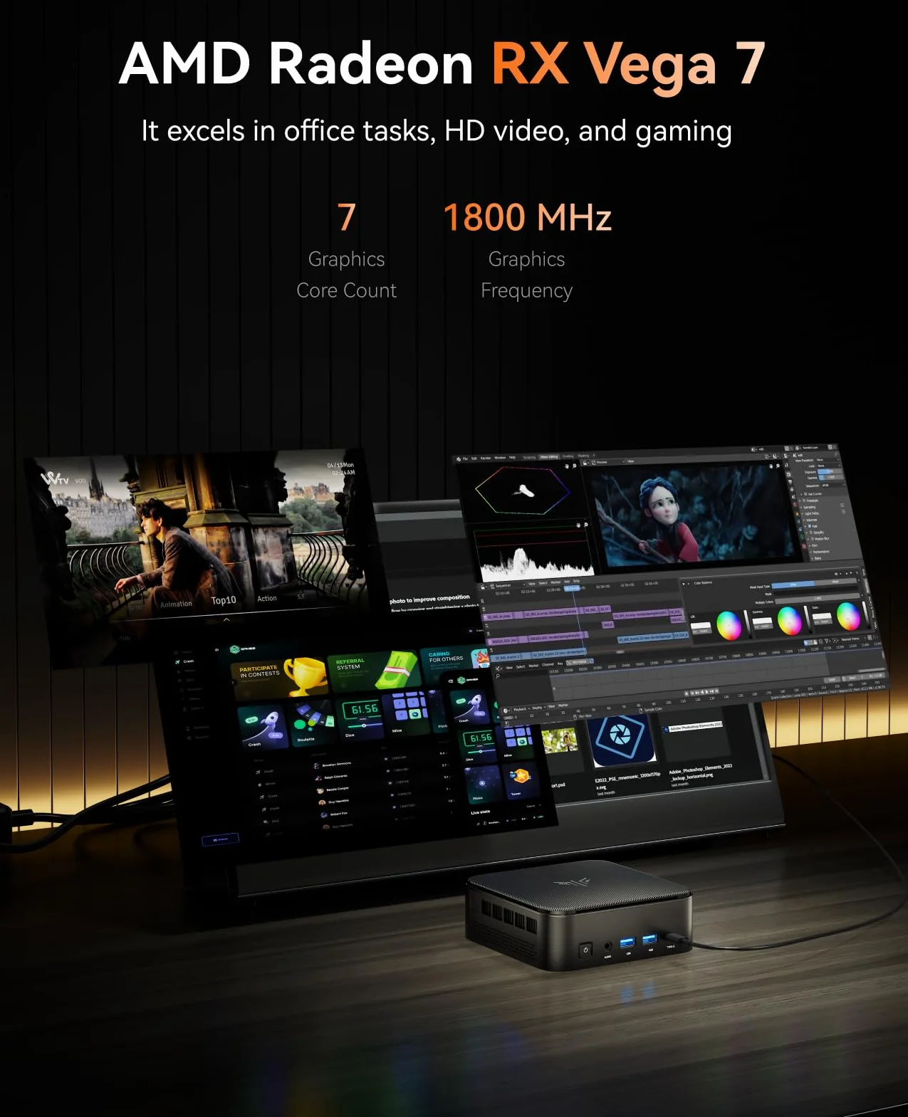 NiPoGi E3B Mini PC AMD Ryzen 5 7430U(Bis zu 4,3GHz) 16GB LPDDR4 512GB SSD mit AMD Radeon Graphics Micro Desktop Computer Für Büro/Heimkino/Meeting/Business/Trip |WiFi 6|BT 5.2|USB3.2