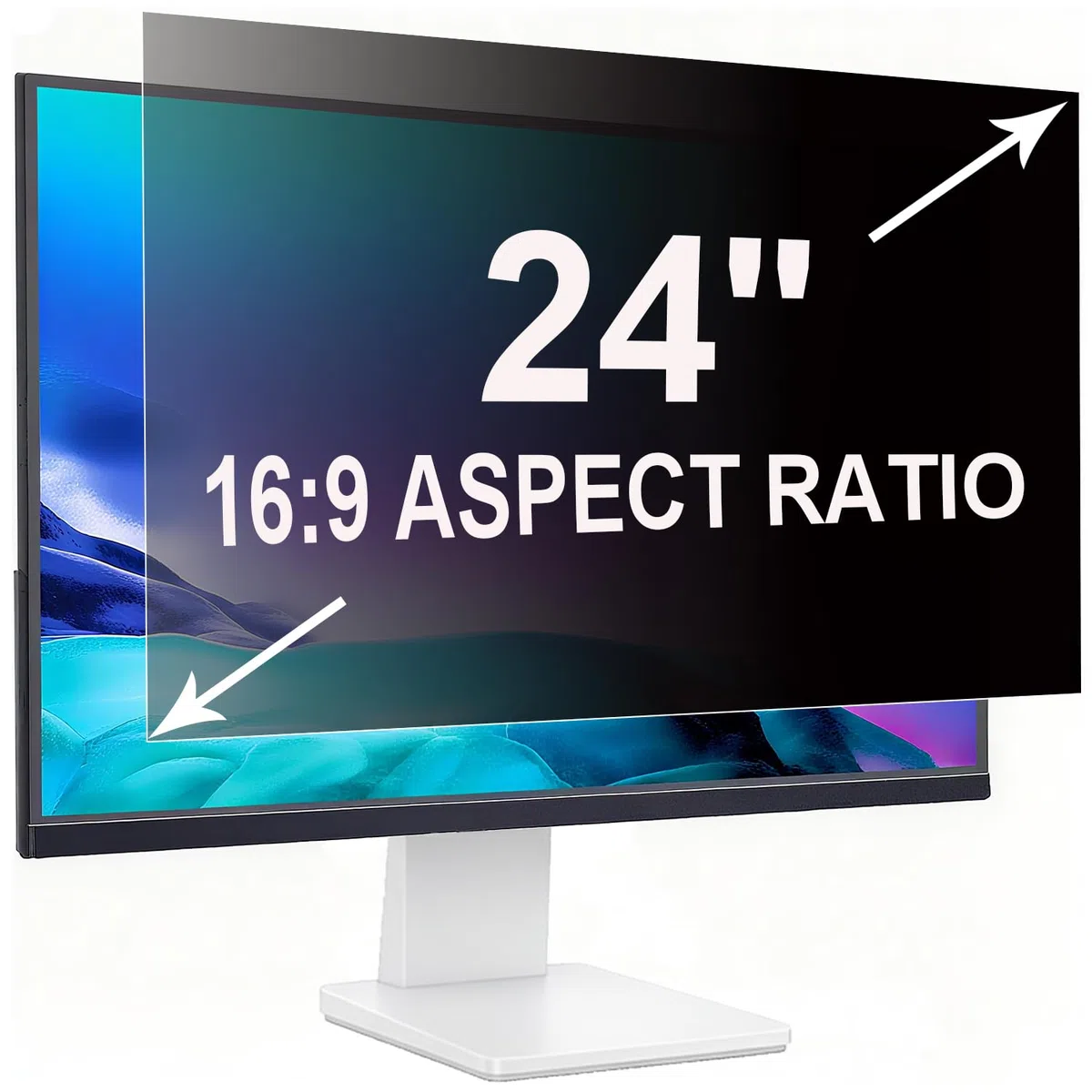 Sichtschutzfolie für 24 Zoll 16:9 (53.2x29.9cm) Monitor - Blaulichtfilter & Blendschutz, Abnehmbar Blickschutzfolie | PC Blickschutzfilter für Büro