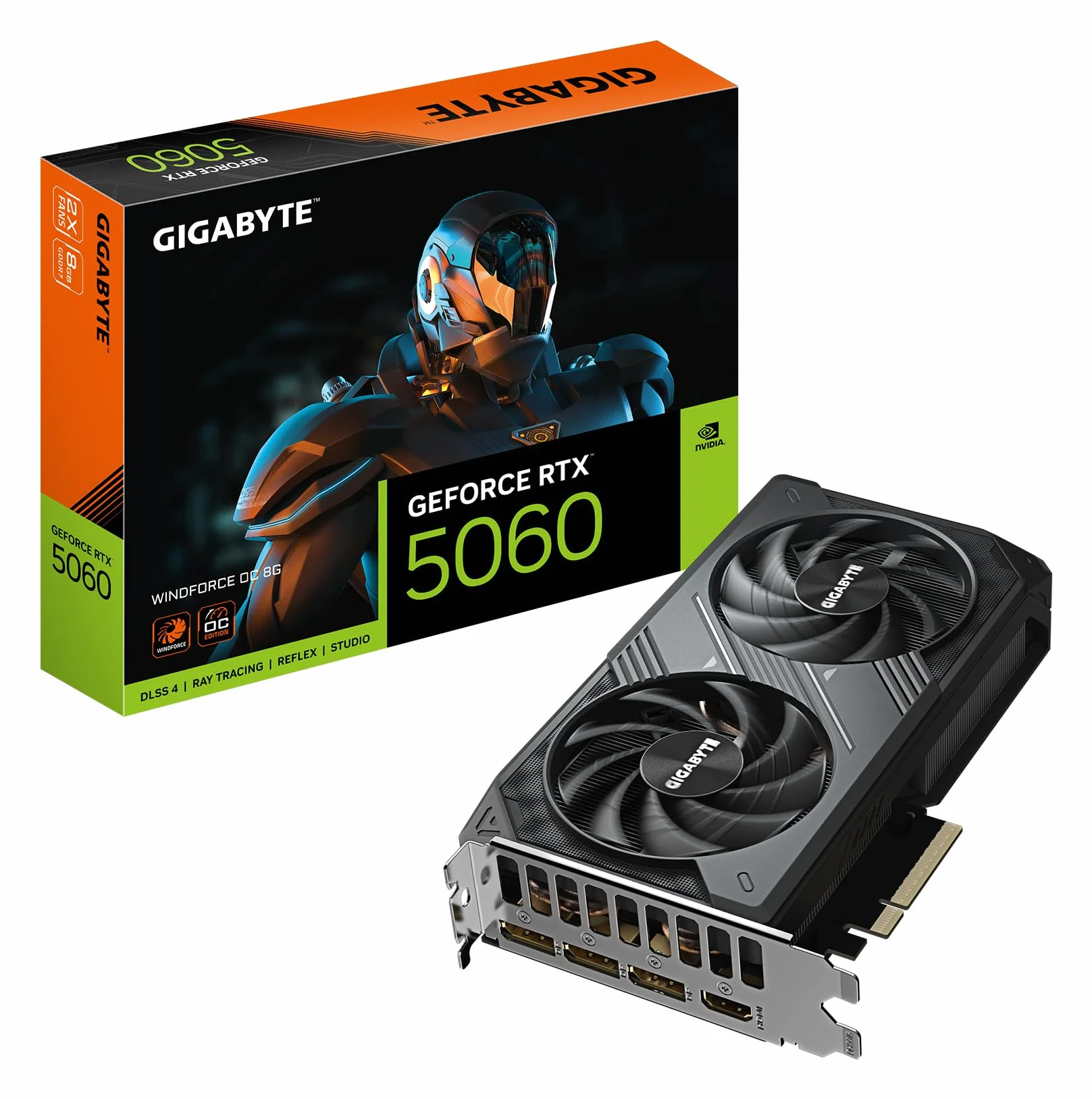 Gigabyte GeForce RTX 5060 WINDFORCE OC 8G Grafikkarte - 8GB GDDR7, 128bit, PCI-E 5.0, 2512 MHz Kerntakt, 3 x DisplayPort, 1 x HDMI, GV-N5060WF2OC-8GD