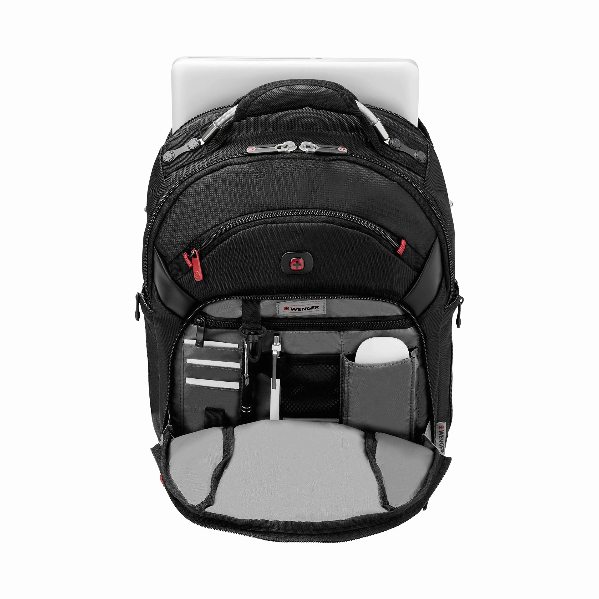 WENGER Gigabyte Laptop-Rucksack mit Tabletfach, Notebook bis 16 Zoll, Tablet bis 10 Zoll, Organizer, 17 l, Damen Herren, Business Uni Schule Reisen, Schwarz, 600627