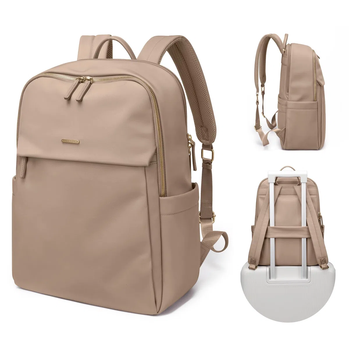 GOLF SUPAGS Frauen Rucksack Casual Daypack für Arbeit Reisen Hochschulen Rucksack Geldbörse Fits 14 Zoll Notebook (Champagnerfarben)