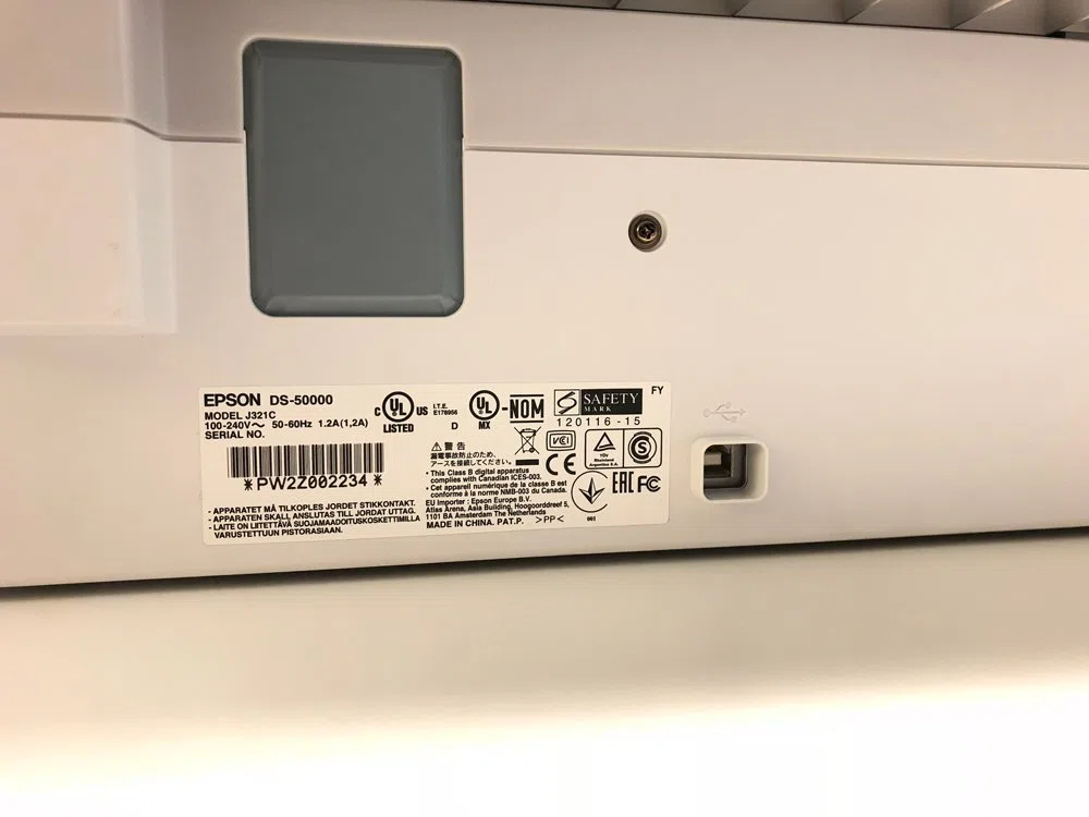 Epson DS-50000 WorkForce Flachbettscanner (DIN A3, 600x600 dpi, USB 2.0) weiß