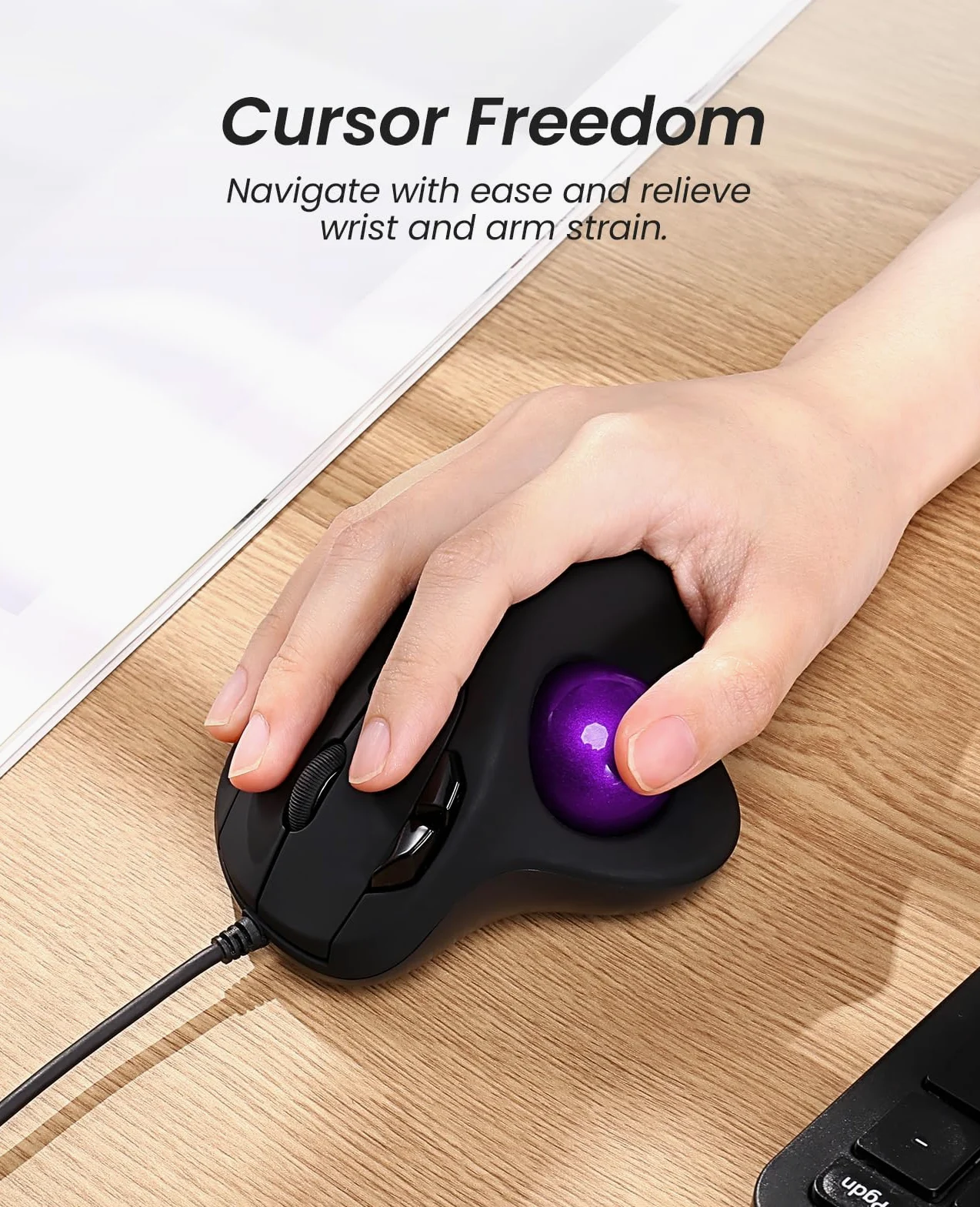Nulea M509 Trackball Maus verdrahtet, Ergonomisches Design, Einfache Daumenkontrolle, Präzise und reibungslose Verfolgung, 2-in-1 Schnittstelle (Typ A &Typ C), Kompatibel für PC, Laptop, Mac, Windows.