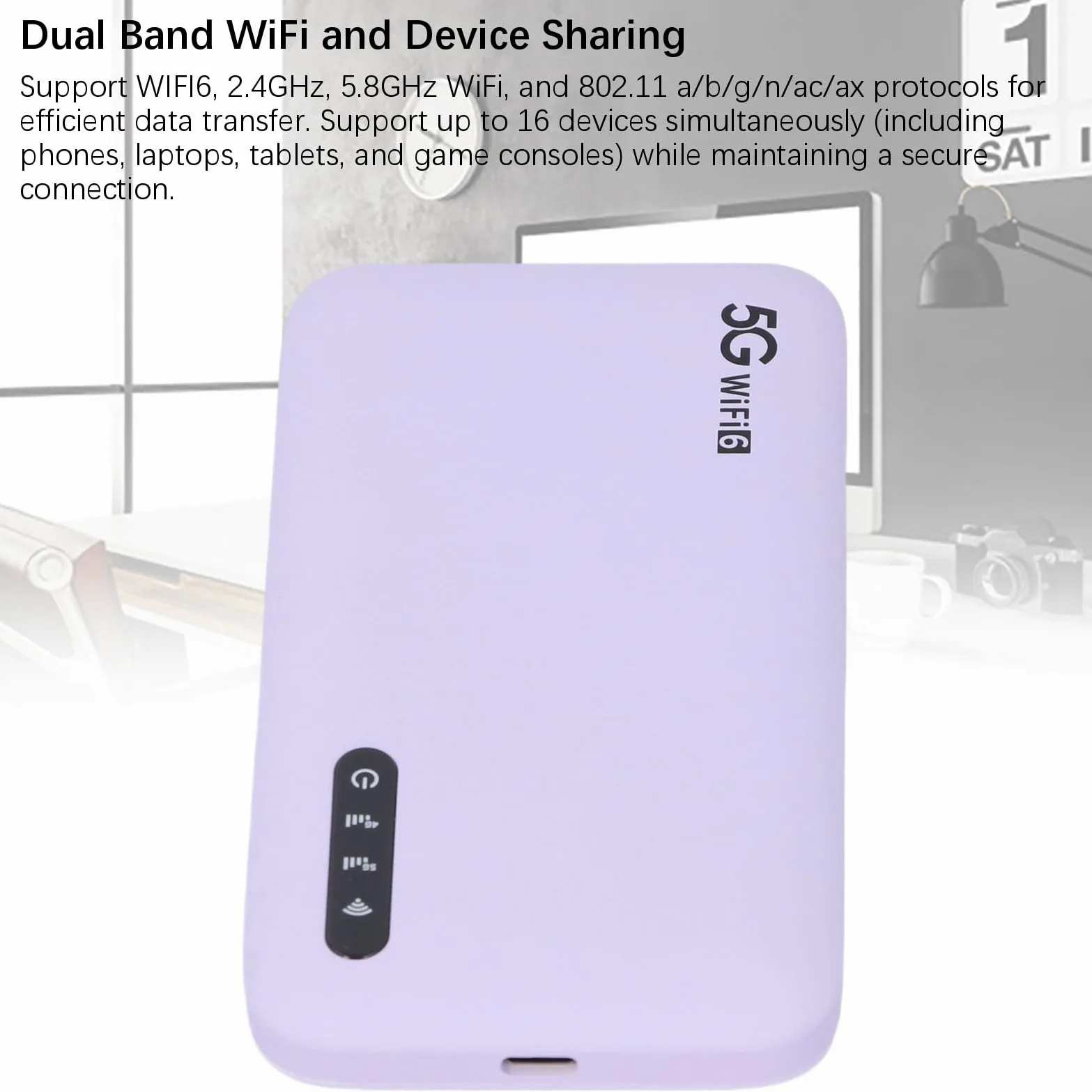 5G WiFi Mobile Hotspot-Gerät, Tragbares WLAN für Reisen, mit Multitrier-Netzwerk, Verbinden Sie Bis zu 16 Geräte, die in 6100-mAh Eingebaut Sind