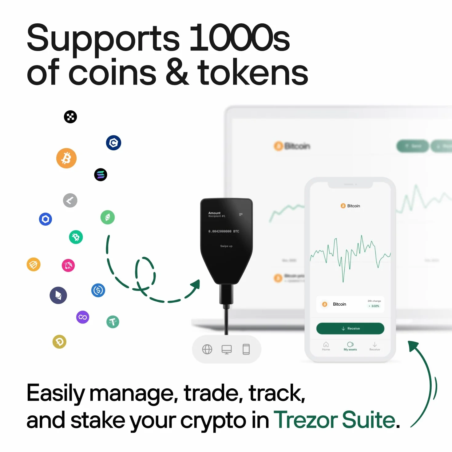 Trezor Safe 5 – Krypto-Hardware Wallet mit Secure Element und Passphrase, Farb-Touchscreen, Haptic Feedback, Bitcoin-Sicherheit, Unterstützt Tausende von Coins (Green Beryl)