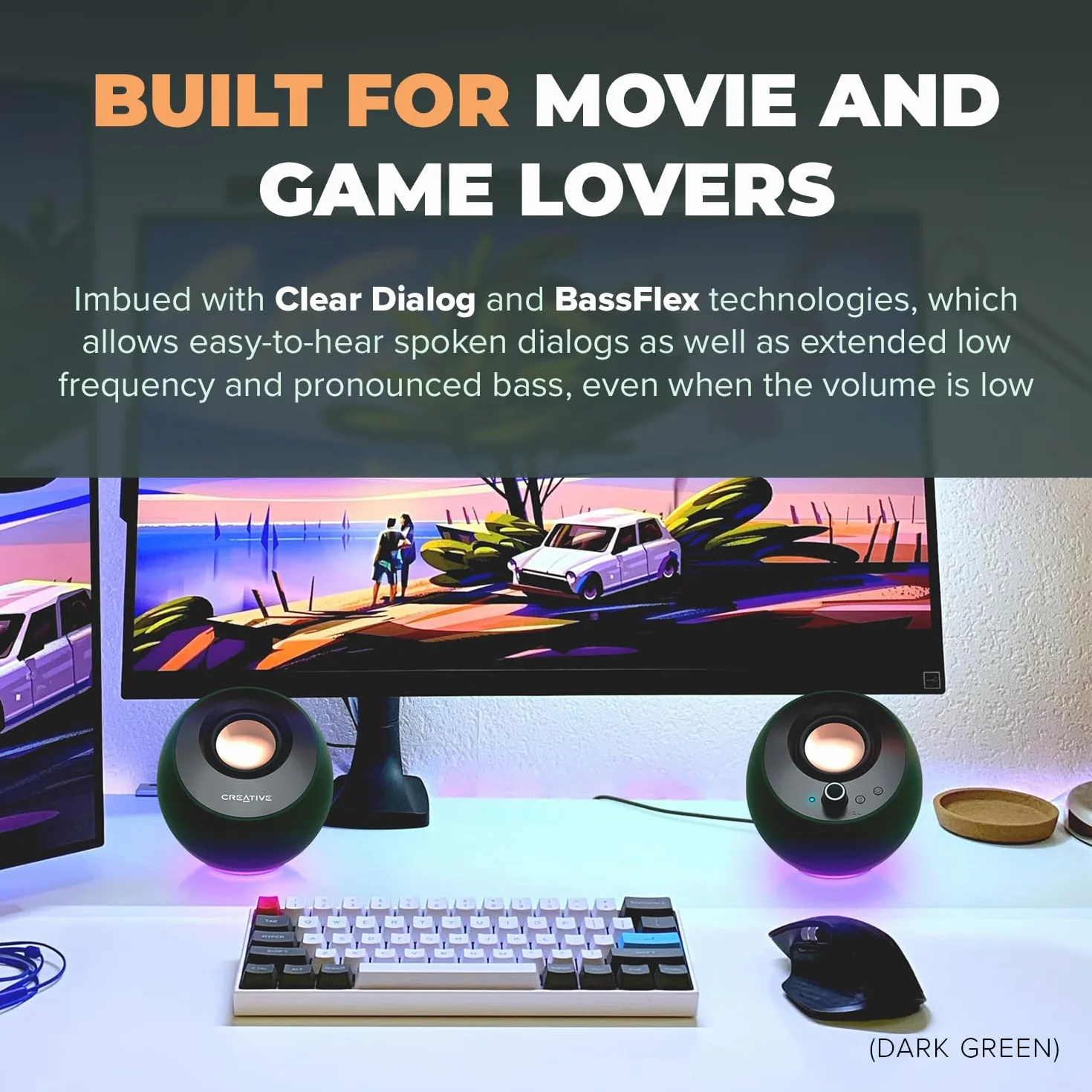 CREATIVE Pebble Pro (Schwarz) USB-C PC-Lautsprecher mit Bluetooth 5.3 und anpassbarer RGB-Beleuchtung, USB-Audio und Headset-/Mikrofonanschluss