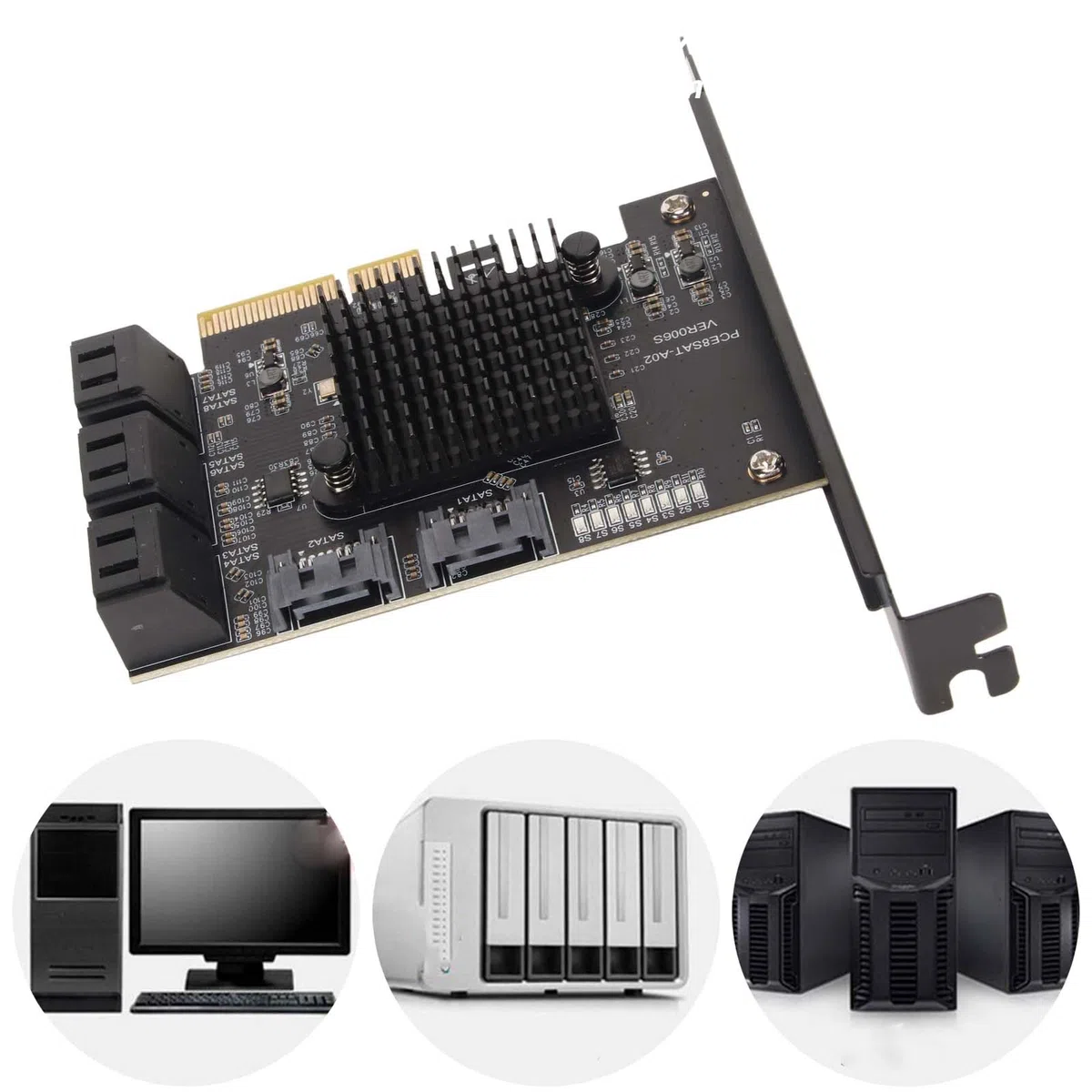 PCIe to SATA 3.0 Karte 8 Port Support Support Heiße Swappbare Boot -System -Festplatte mit Kühlkörper für Linux NAS