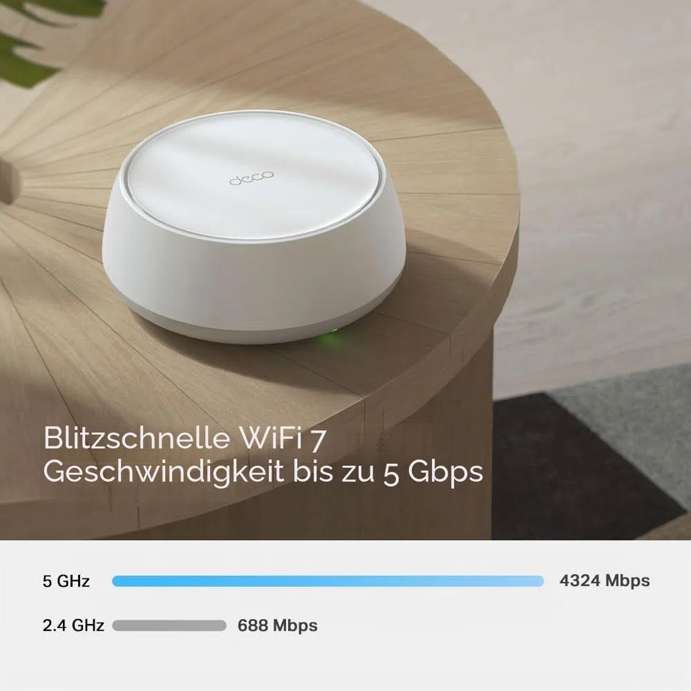 TP-Link Deco BE25 WiFi 7 Mesh WLAN(1 Pack), BE3600 Dual-Band Router und Access Point, 2 x 2.5 Gbit/s Ethernet Port, WPA3, 4 Streams, 160 MHz Kanäle, Gästenetzwerk, HomeShield