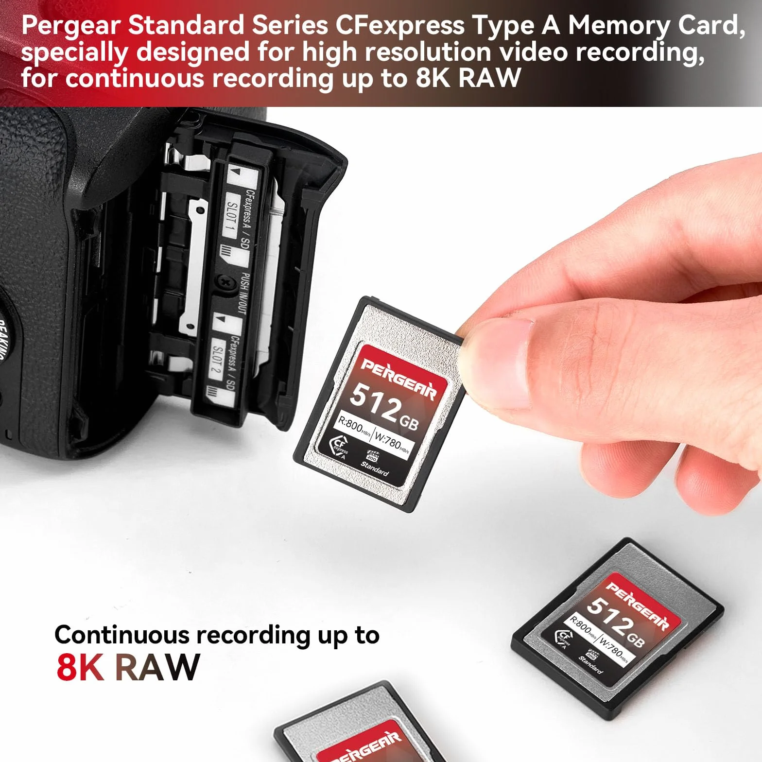 Pergear 512GB CFexpress Typ A-Speicherkarte, bis zu 800 MB/s Lesegeschwindigkeit und 780 MB/s Schreibgeschwindigkeit für 4K 120P, 8K 30P-Aufnahme(Standardserie), kompatibel für Sony Alpha & FX-Kameras