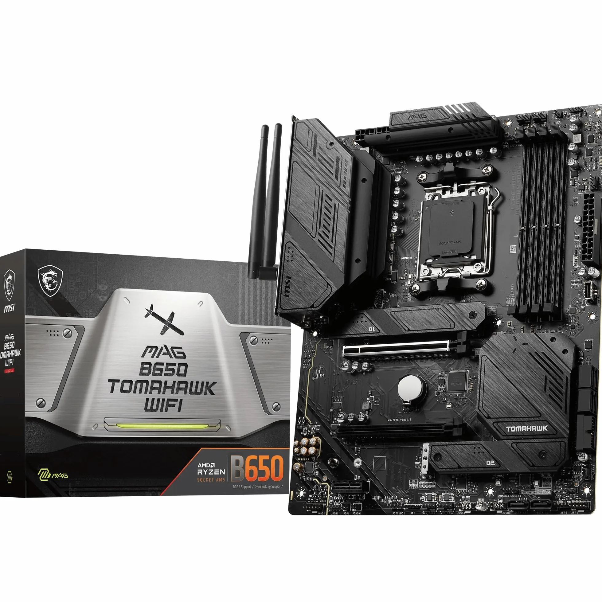 MSI MAG B650 Tomahawk WiFi Mainboard, ATX - Unterstützt Ryzen 9000, 8000 & 7000 Serie Prozessoren, AM5-14 Duet Rail 80A VRM, DDR5 Memory Boost 6400+MHz/OC, 2 x PCIe 4.0 x16, 3X M.2 Gen4, Wi-Fi 6E