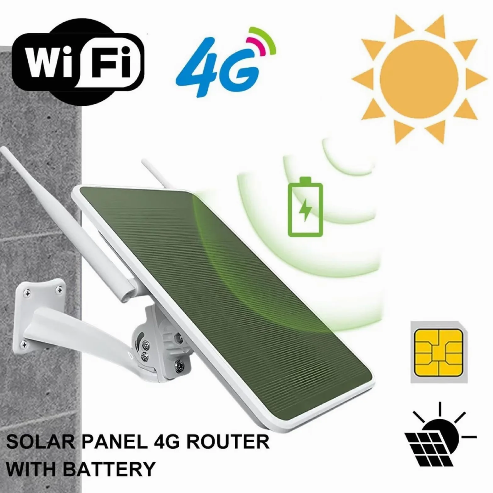 6W Solar Angetrieben 4G LTE -Modemrouter, Outdoor WiFi Extender Signal Booster, Long Endurance IP66 Water Proof 4G WiFi Solar Router Repeater für Kamera (Europäische Version