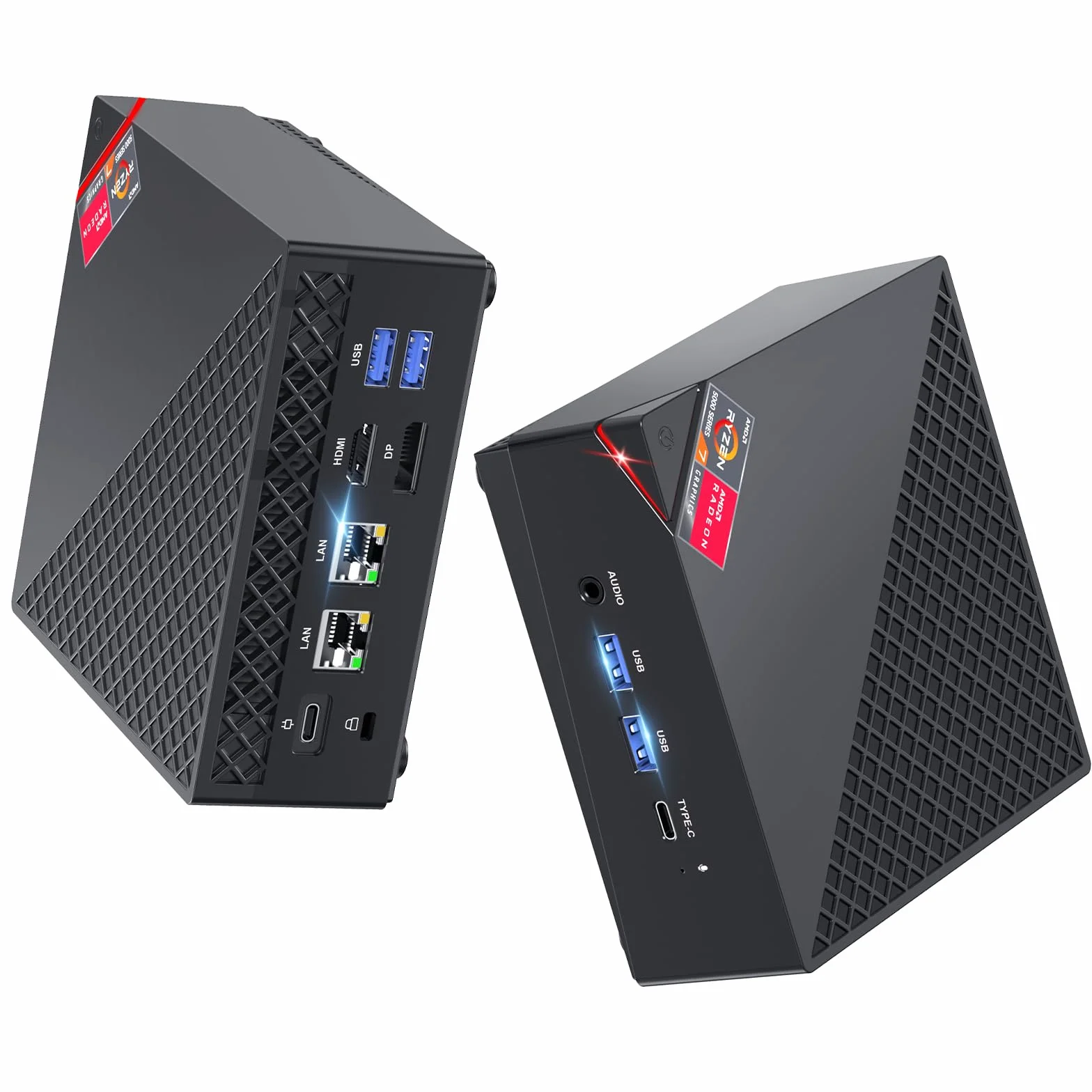 ACEMAGICIAN AM06 Pro Mini PC, AMD Ryzen 7 7730U (8C/16T, bis zu 4.5Ghz),16GB DDR4 512GB M.2 SSD Mini Computer mit W11 PRO | 4K Triple Display | Type-C | Dual Ethernet | WiFi 6 | BT 5.2