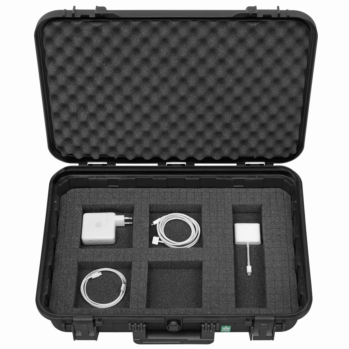 TOMcase Laptop Koffer 16–18 Zoll wasserdicht - ECO Schutzkoffer | Koffer für Notebook Tablet und Zubehör - Hardcase stoßfest mit Rasterschaumstoff - Outdoor Transportkoffer Hartschalenkoffer